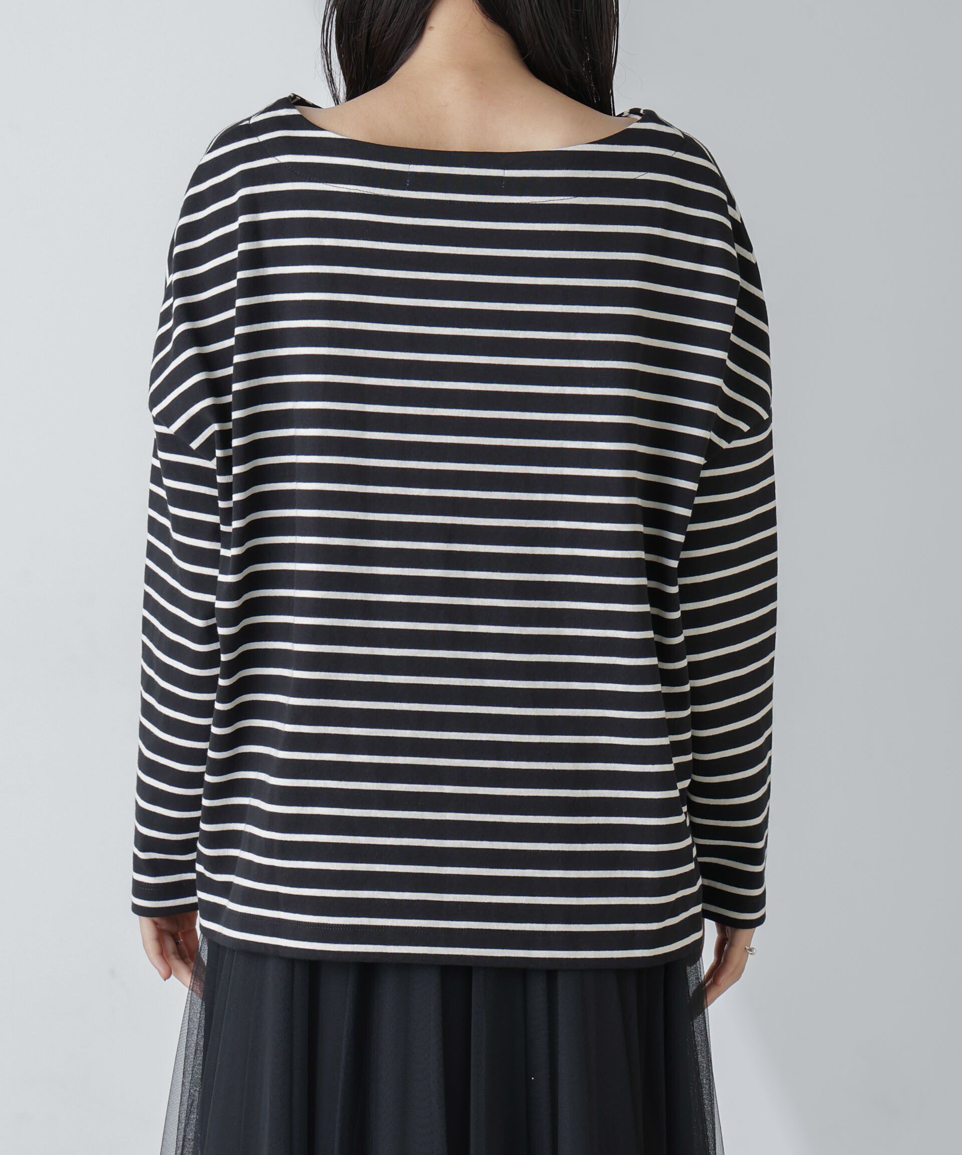 nano･universe「WEB限定/ボーダーワイドドロップトップス」|Tシャツ・カットソー|