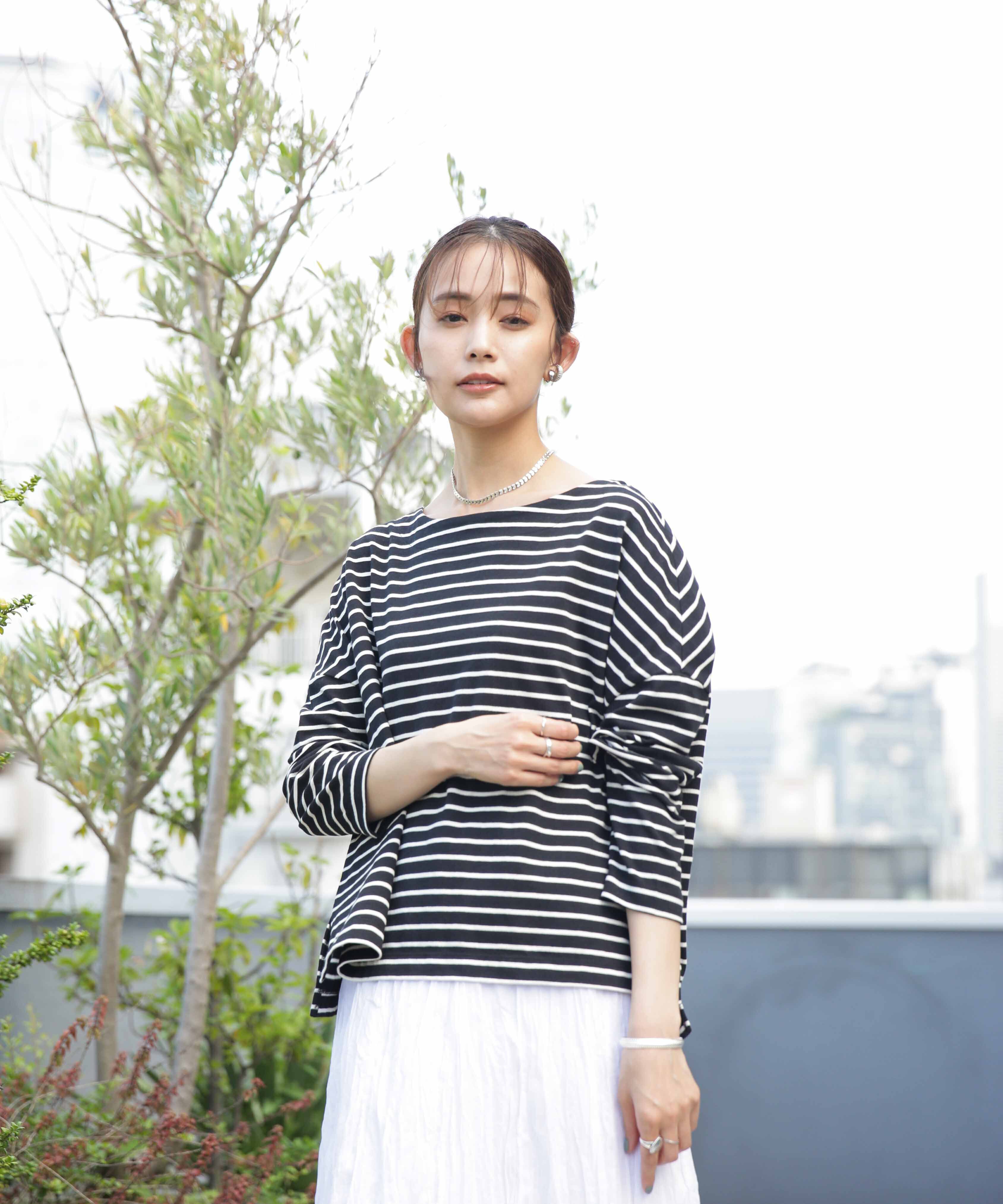 nano･universe「WEB限定/ボーダーワイドドロップトップス」|Tシャツ・カットソー|