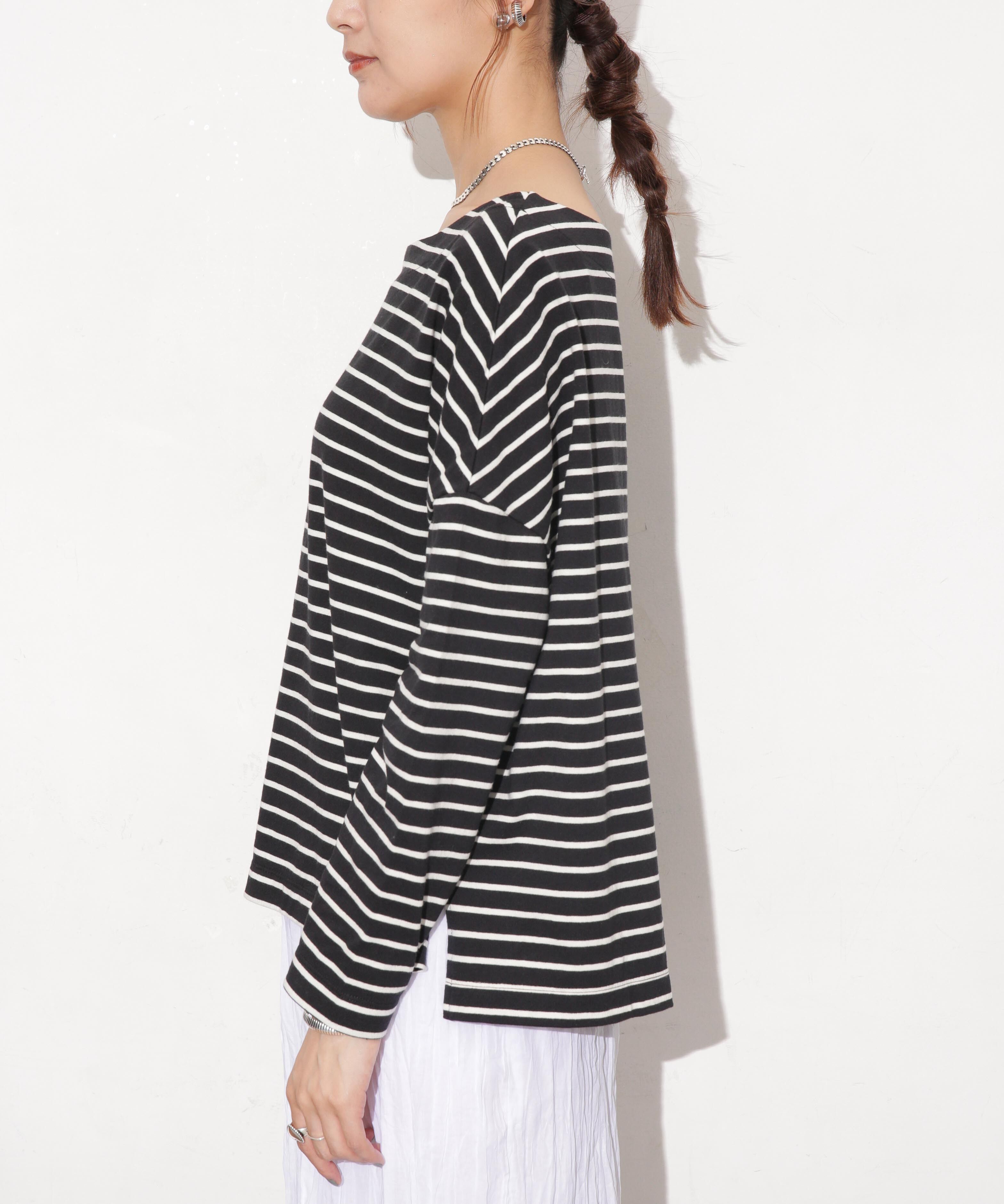 nano･universe「WEB限定/ボーダーワイドドロップトップス」|Tシャツ・カットソー|