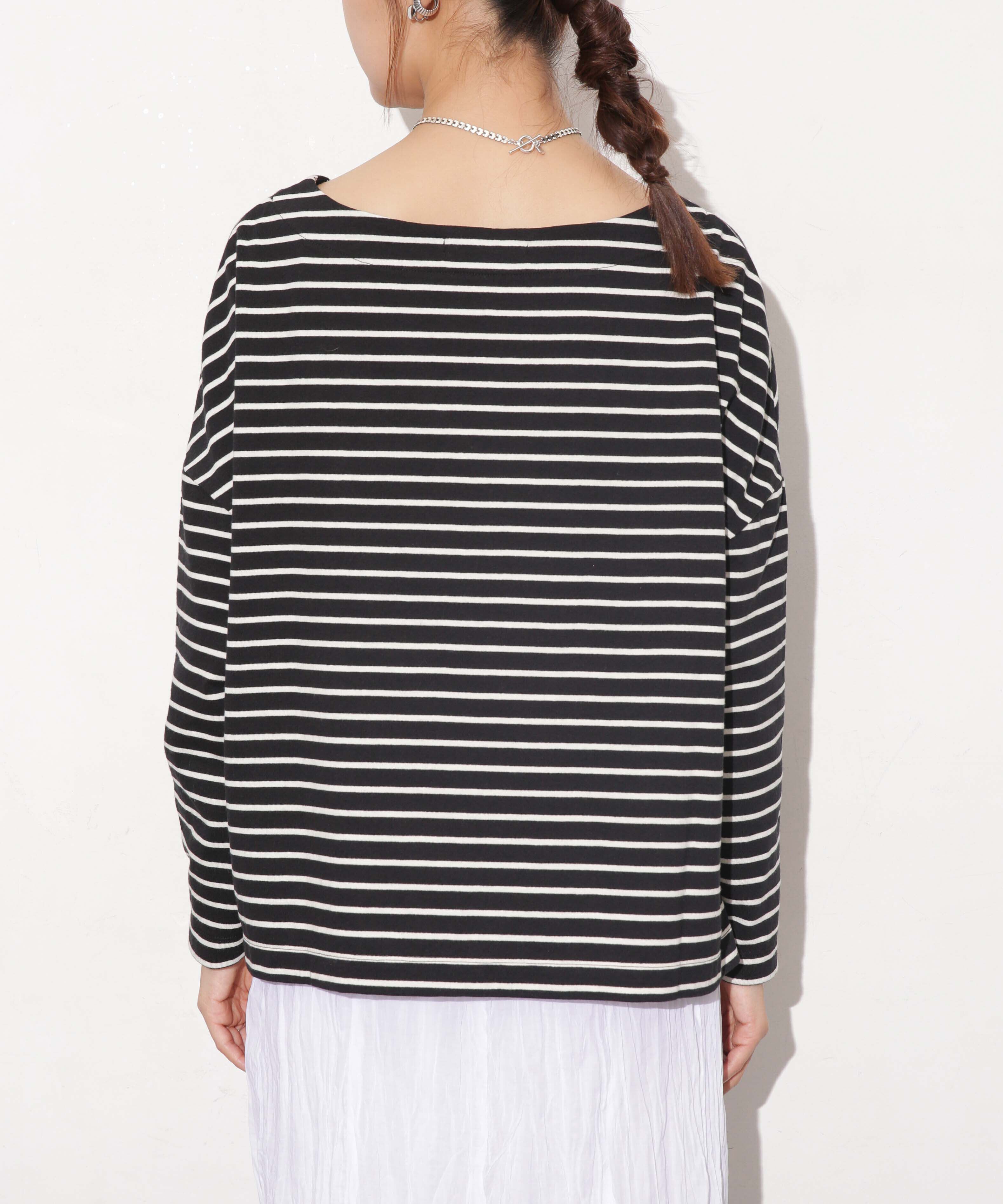 nano･universe「WEB限定/ボーダーワイドドロップトップス」|Tシャツ・カットソー|