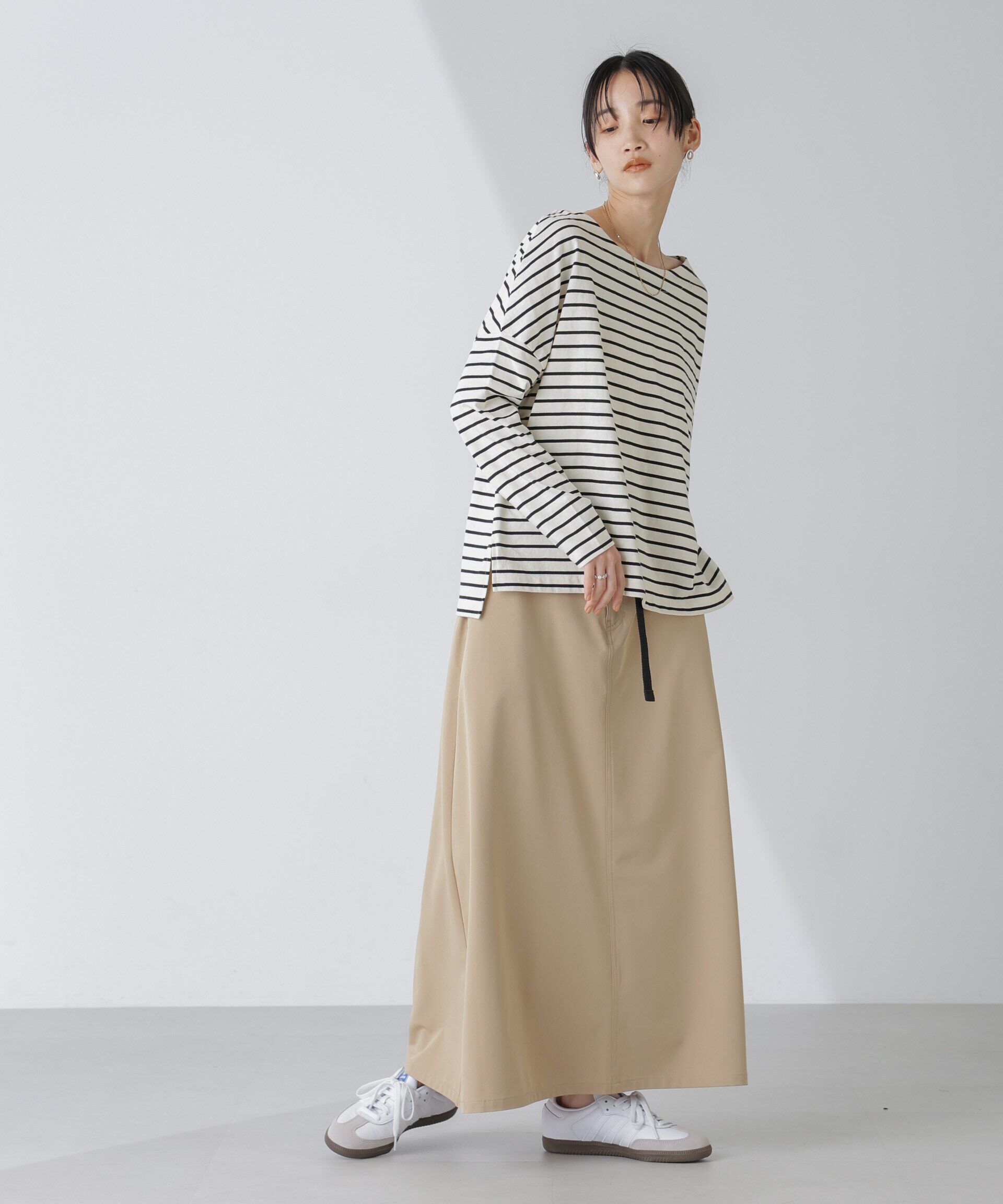 nano･universe「WEB限定/ボーダーワイドドロップトップス」|Tシャツ・カットソー|