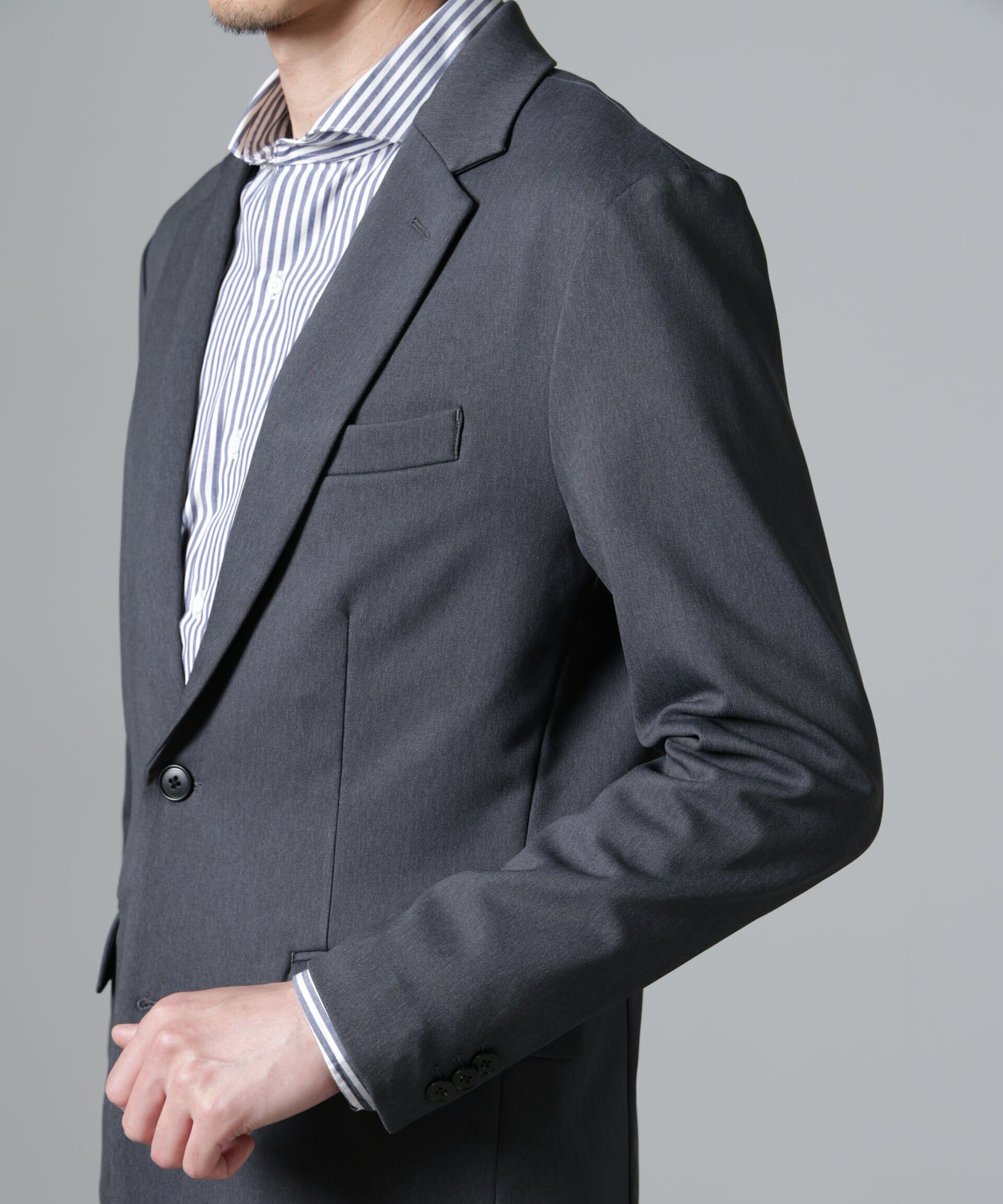 nano･universe「｢N JACKET BASIC｣CATINA(R)ﾒﾗﾝｼﾞ二重織ﾂｲﾙｽﾄﾚｯﾁｼﾞｬｹｯﾄ(ｾ 」|スーツ|