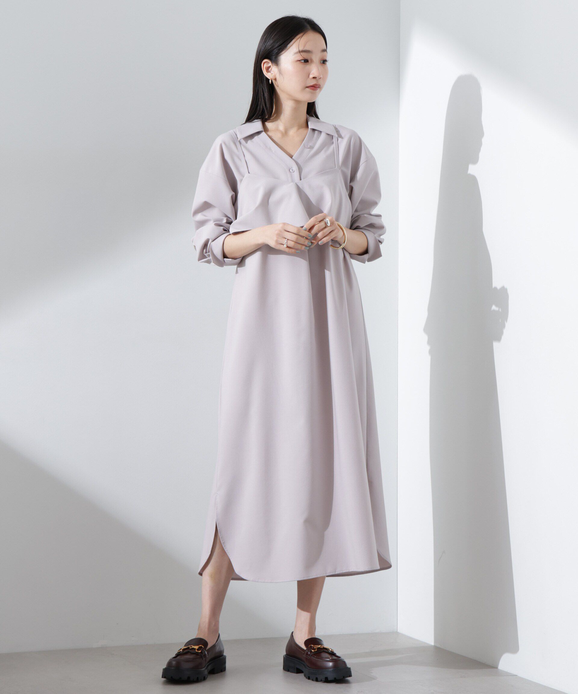 nano･universe「キャミソールビスチェ＋スキッパーワンピースSET」|ワンピース|