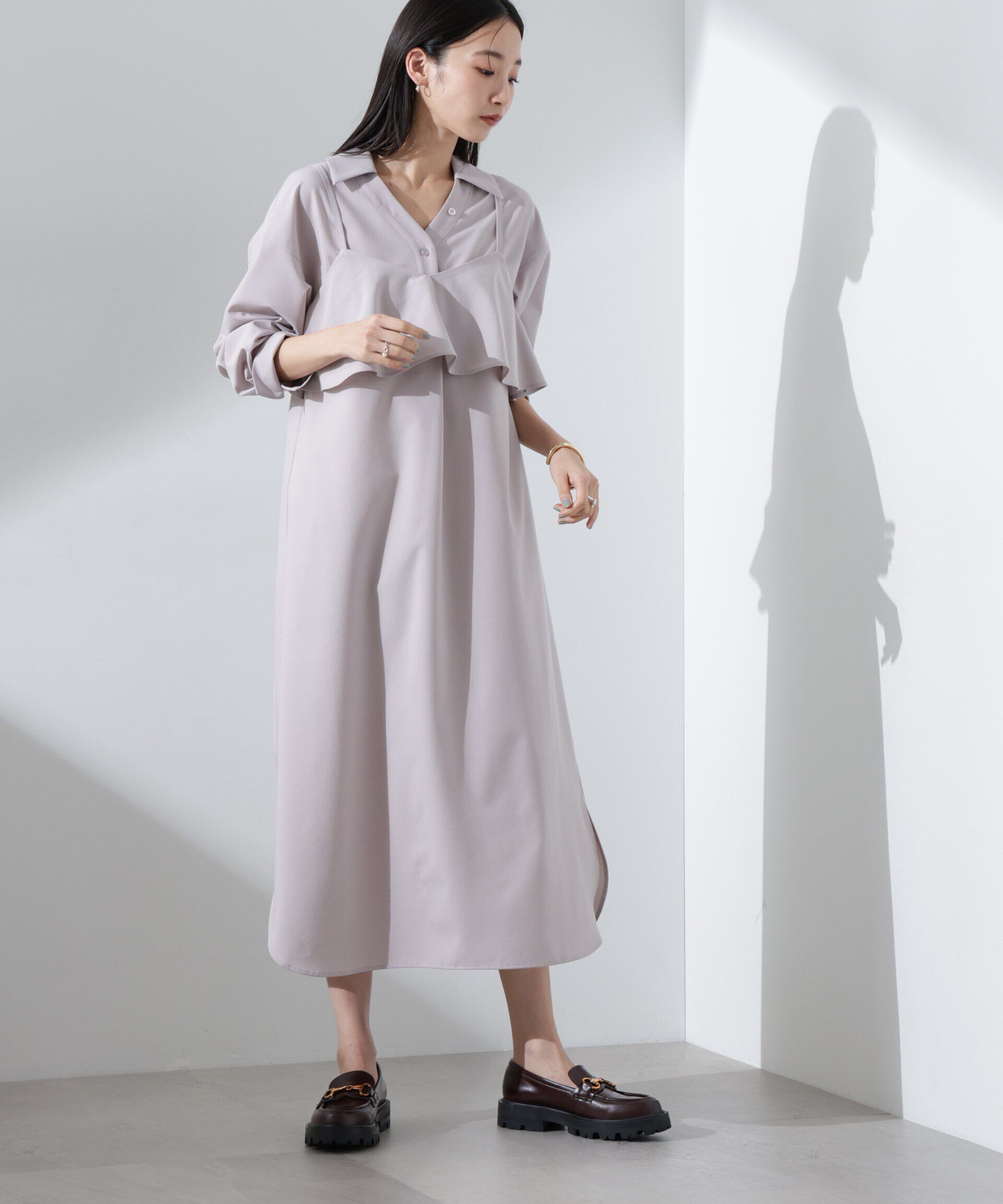 nano･universe「キャミソールビスチェ＋スキッパーワンピースSET」|ワンピース|