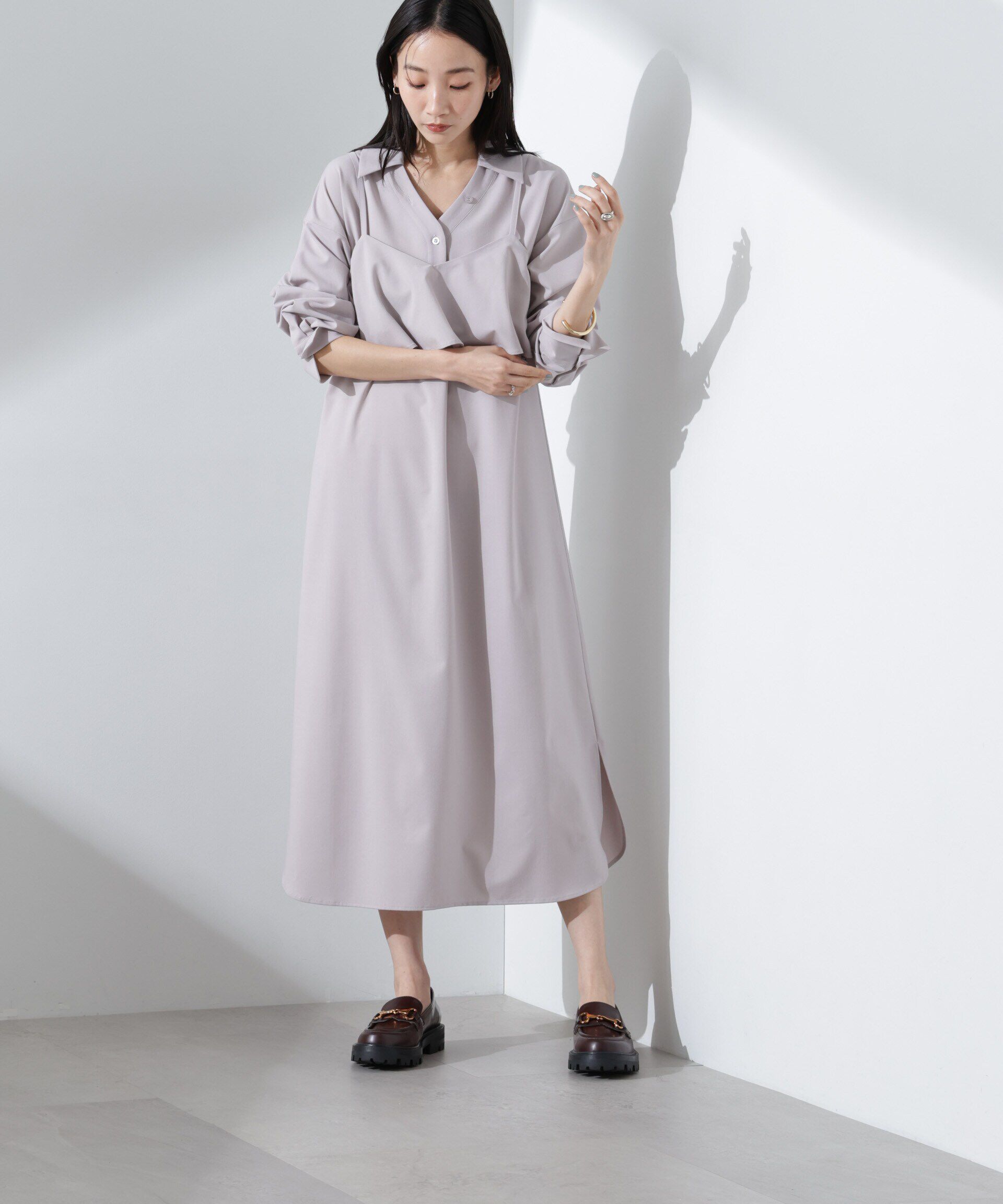 nano･universe「キャミソールビスチェ＋スキッパーワンピースSET」|ワンピース|