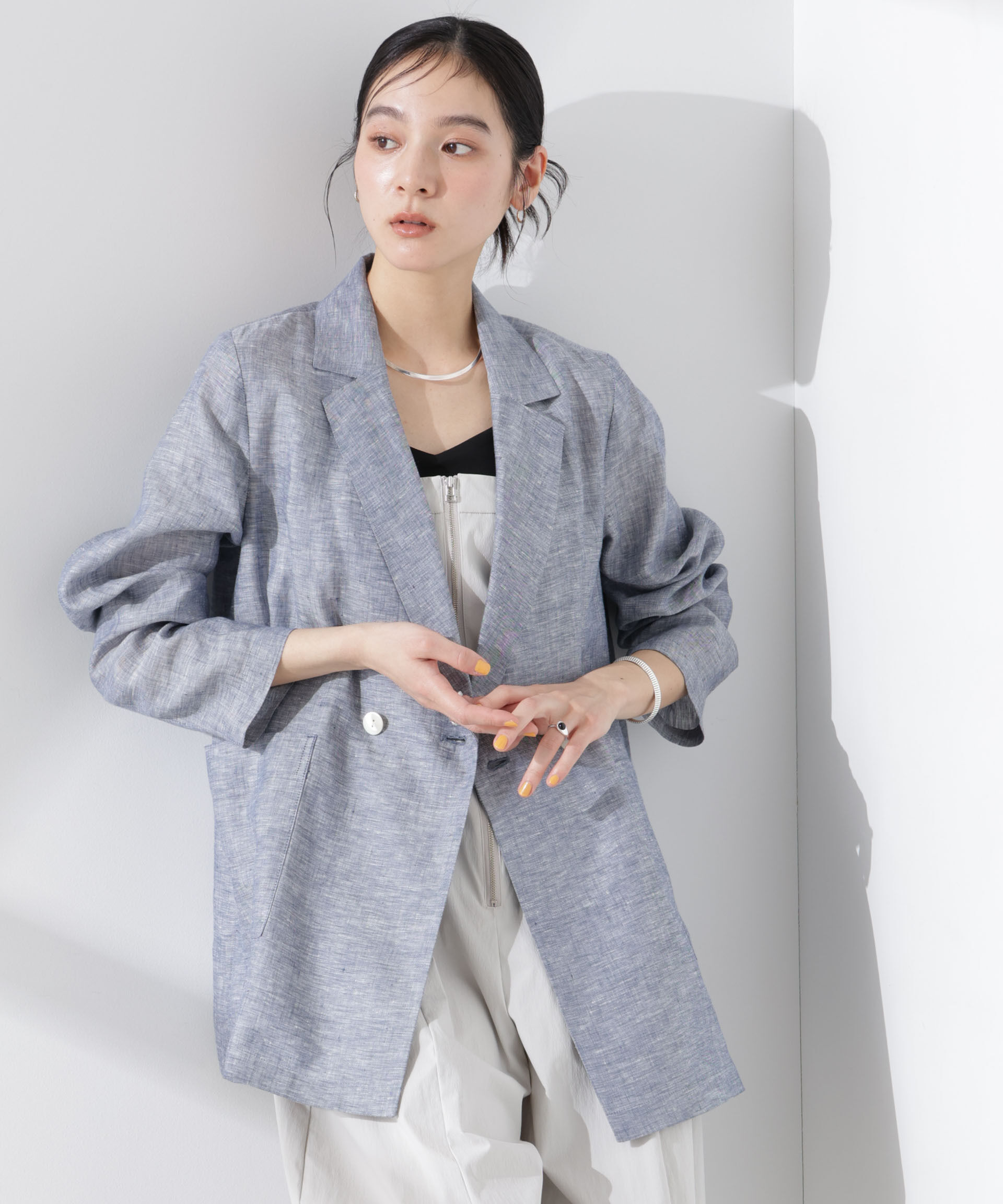 nano･universe「ヨーロピアンフラックス シアージャケット（セットアップ可）」|テーラードジャケット|ネイビー