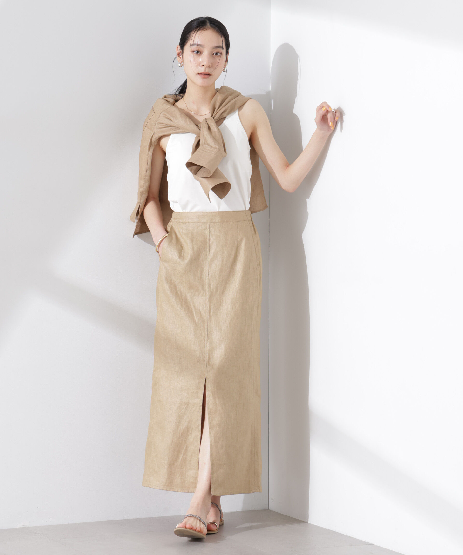 nano･universe「ヨーロピアンフラックス サイド切替Iラインスカート（セットアップ可）」|スカート|