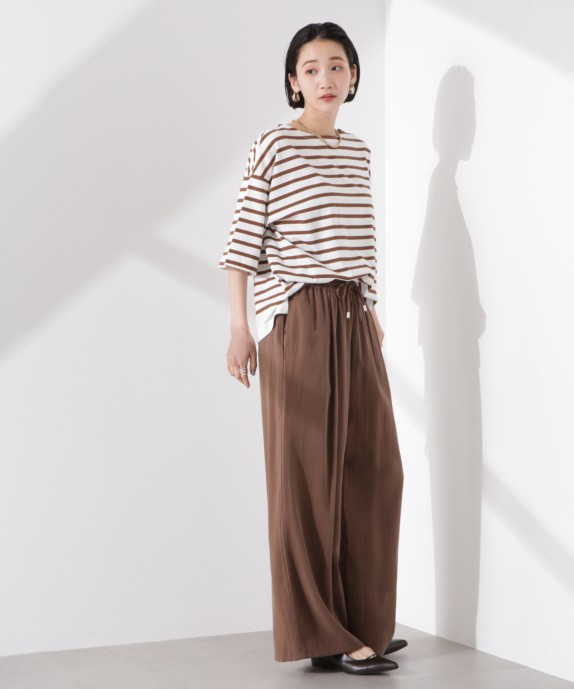 nano･universe「パネルボーダーワイドトップス」|Tシャツ・カットソー|