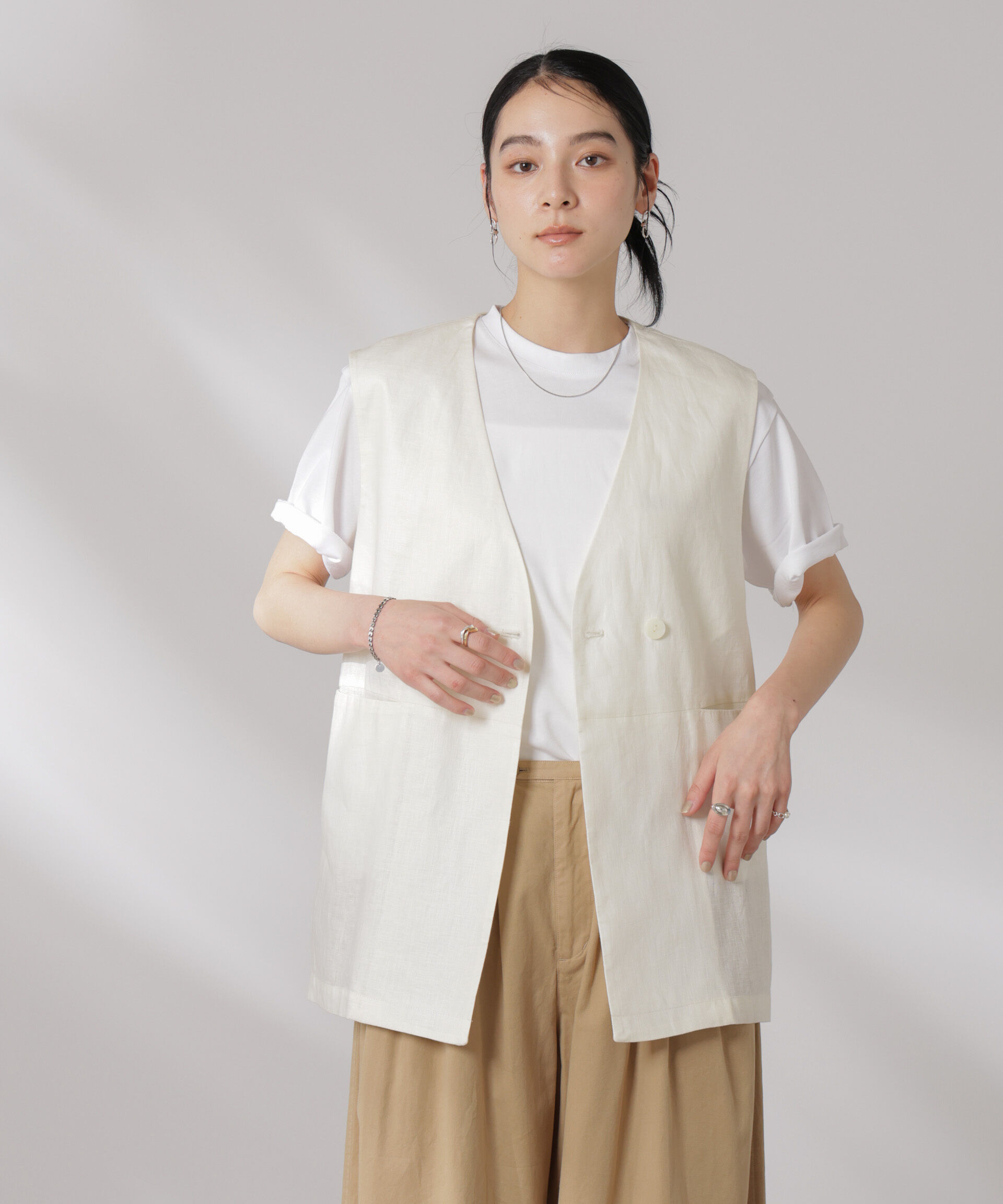 nano･universe「ヨーロピアンフラックス スリットポケットジレ（セットアップ可）」|テーラードジャケット|