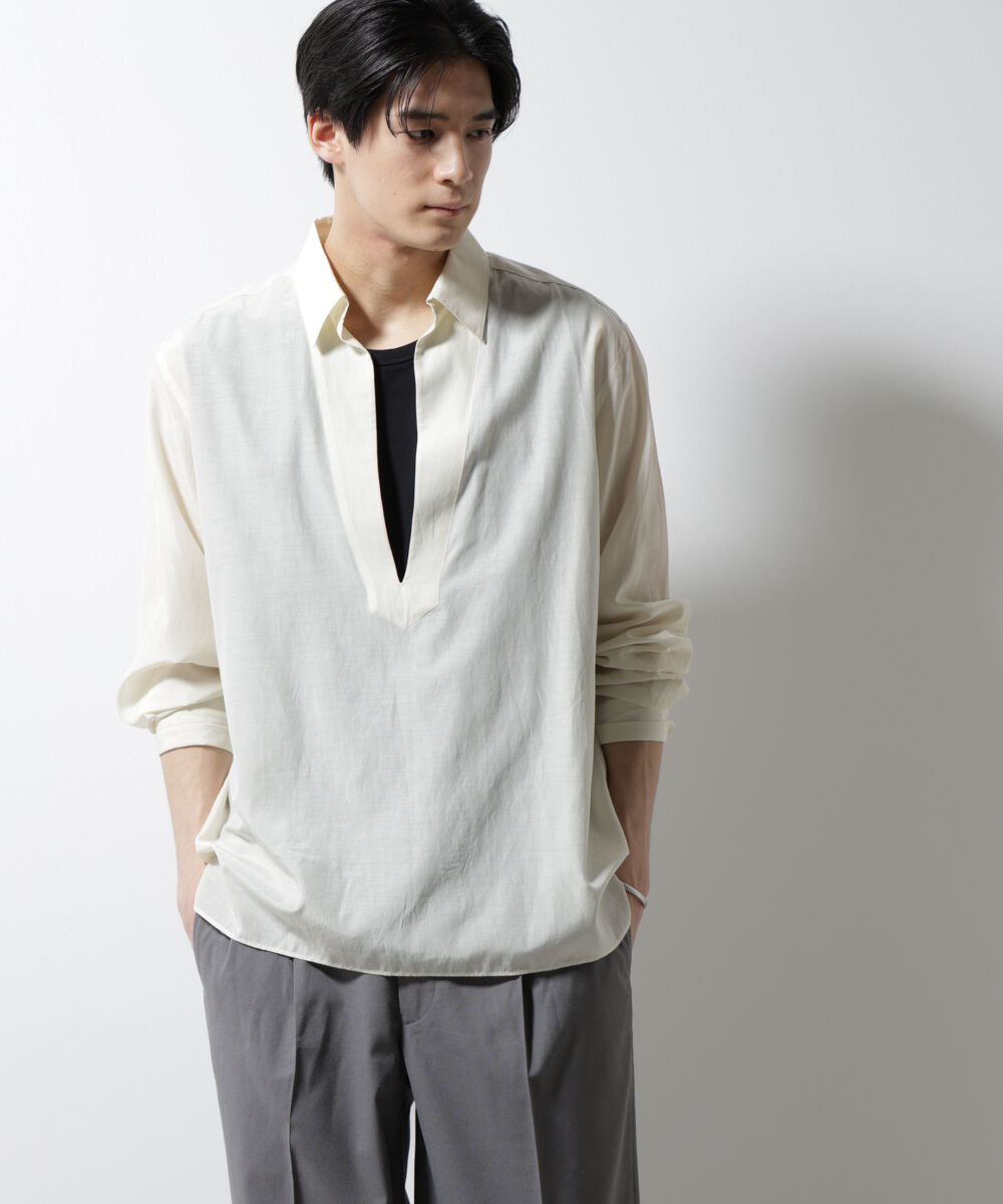 nano･universe「キュプラコットンバルーズシャツ 長袖」|シャツ・ブラウス|