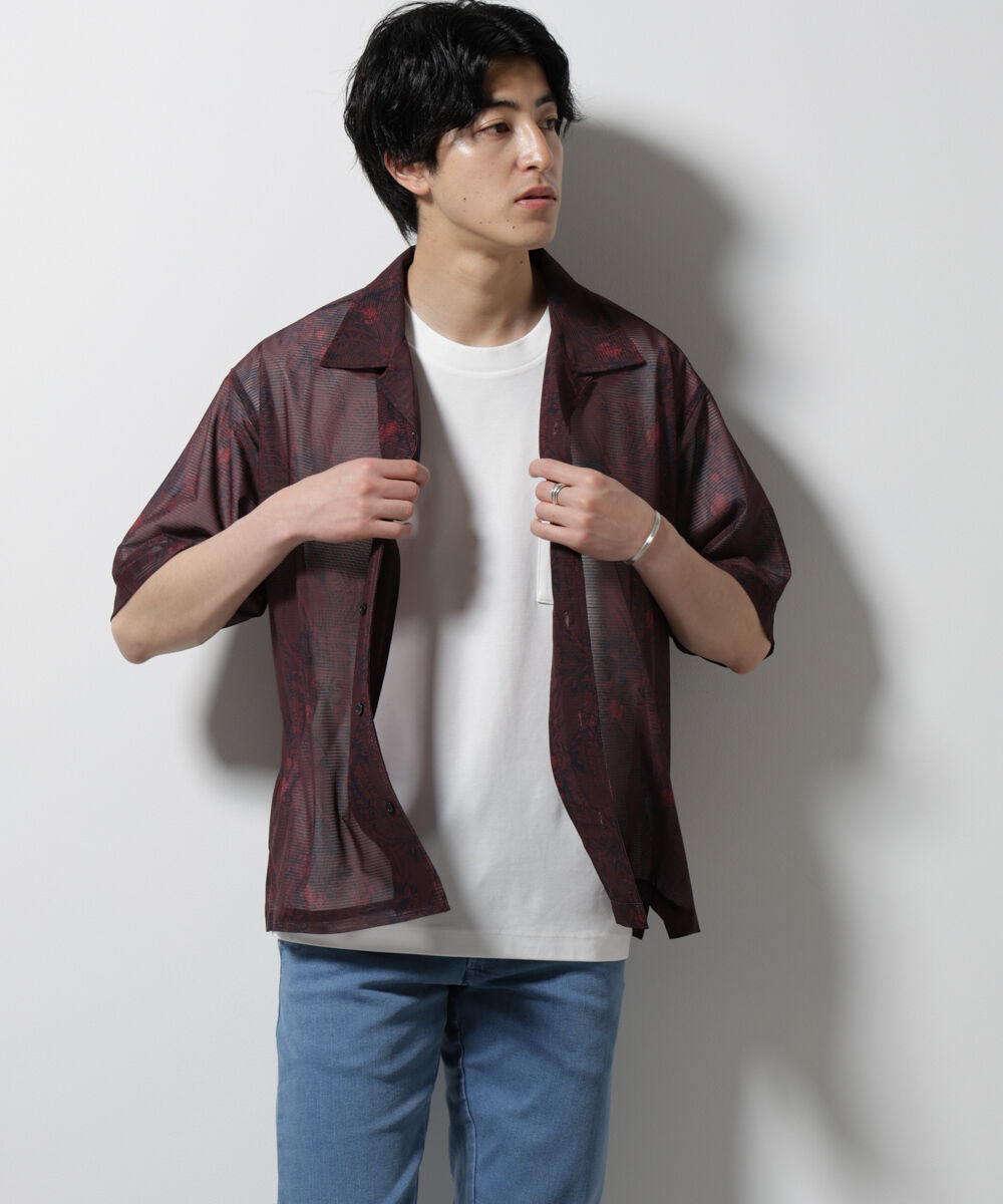 nano･universe「NORMANBROS別注 メッシュプリントシャツ 半袖」|シャツ・ブラウス|