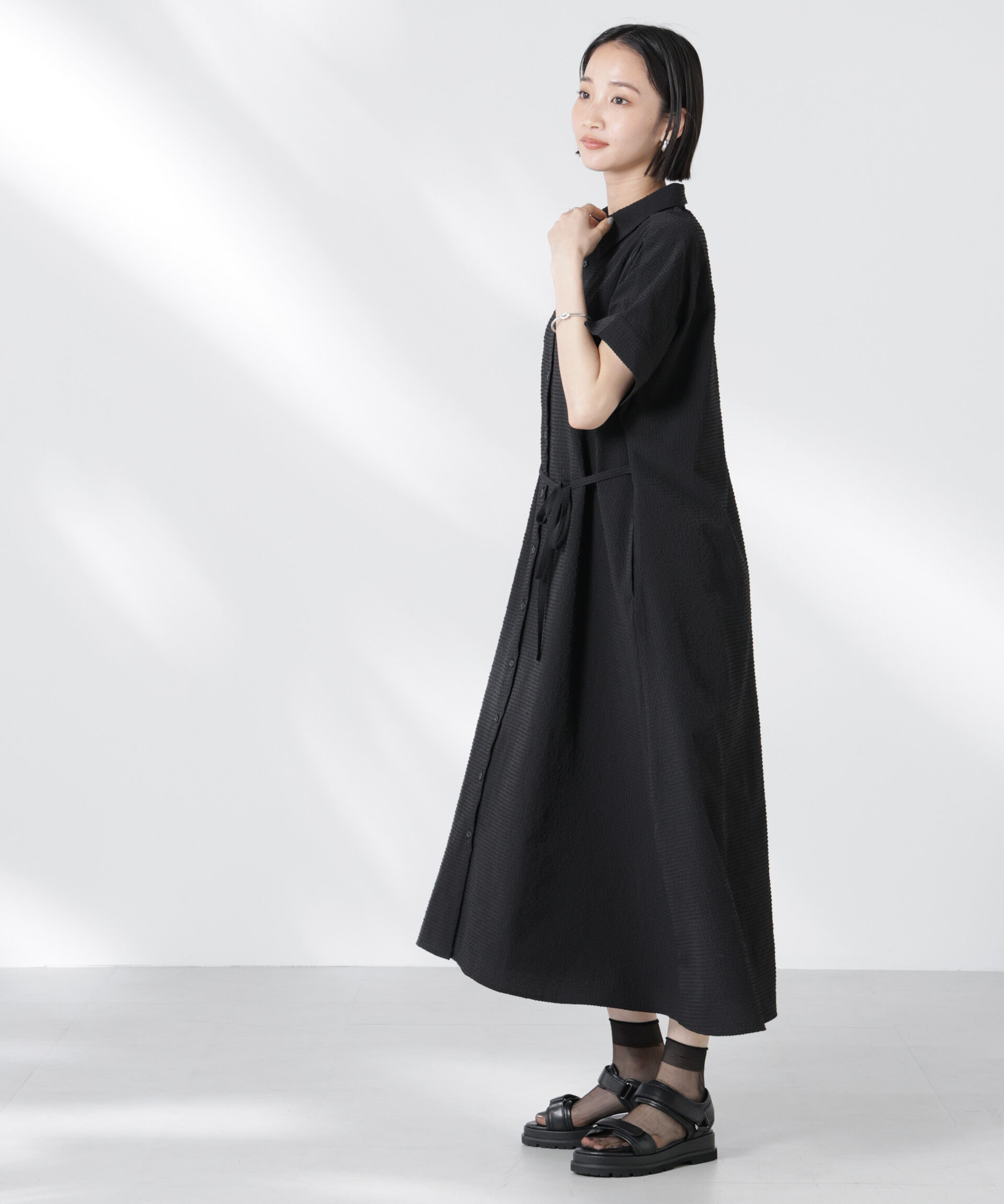 nano･universe「サッカードルマンスリーブシャツワンピース」|ワンピース|