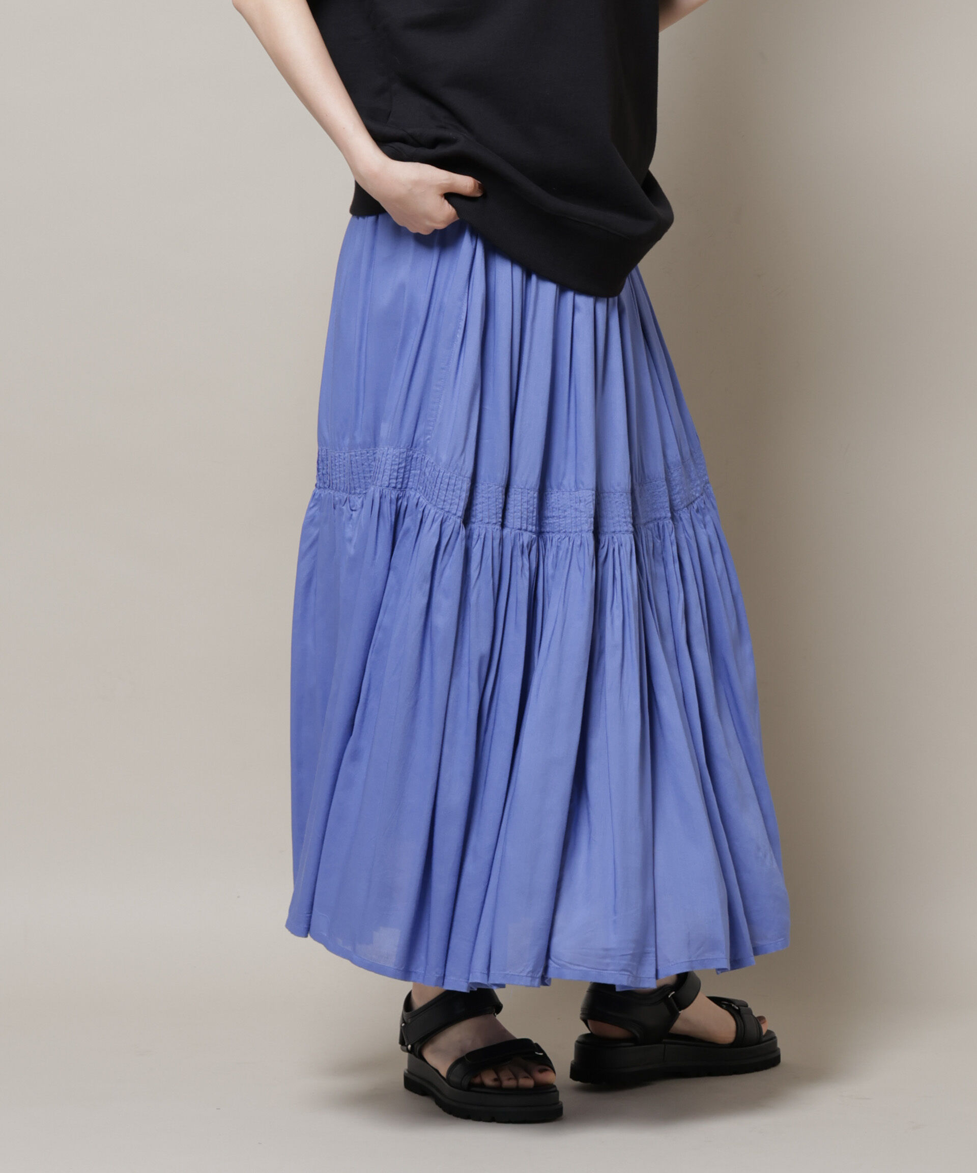 nano･universe「made in INDIA ギャザー切り替えフレアスカート(セットアップ可)」|スカート|