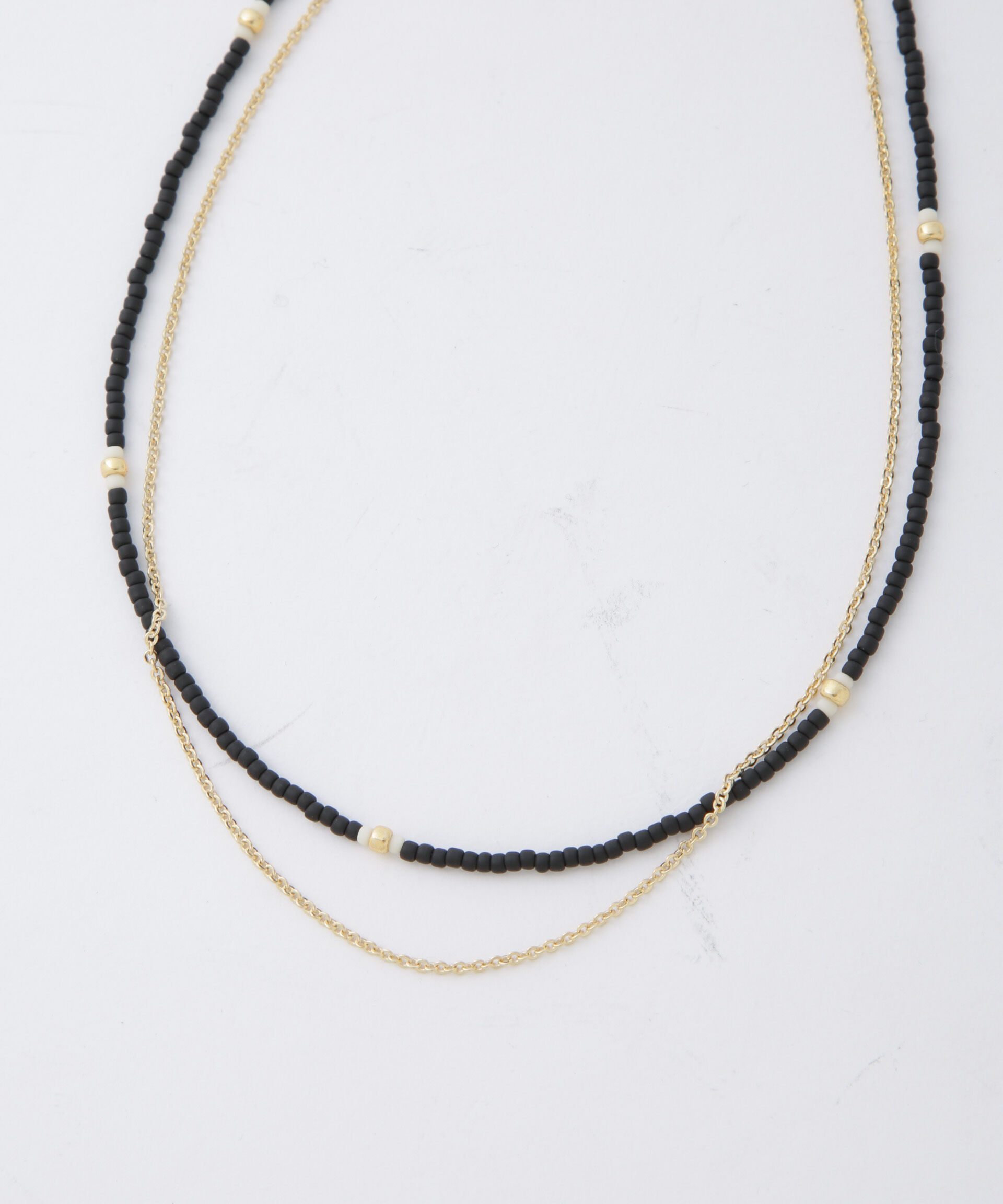 nano･universe「マットビーズ＆チェーン2連ネックレス」|ネックレス|