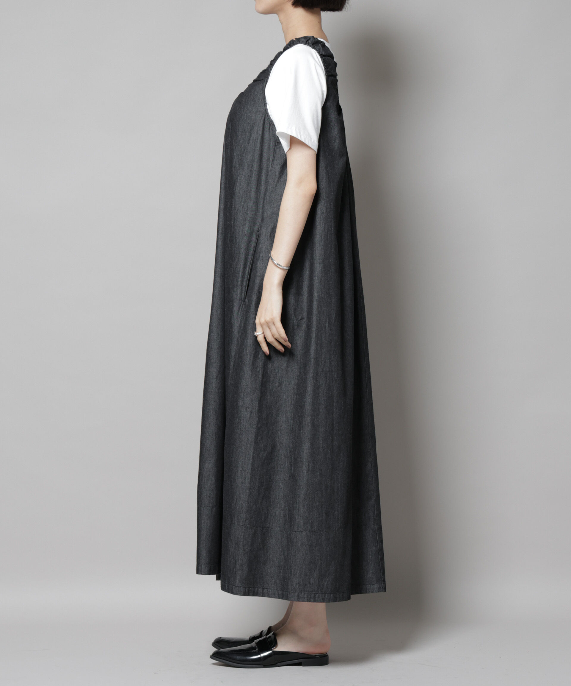 nano･universe「ギャザーデザインフレアデニムワンピース」|ワンピース|