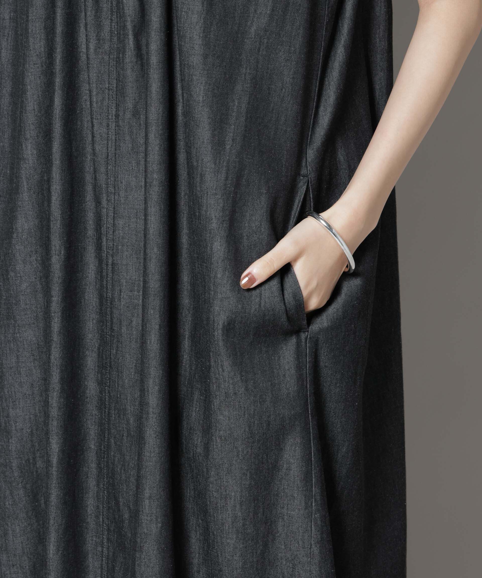 nano･universe「ギャザーデザインフレアデニムワンピース」|ワンピース|