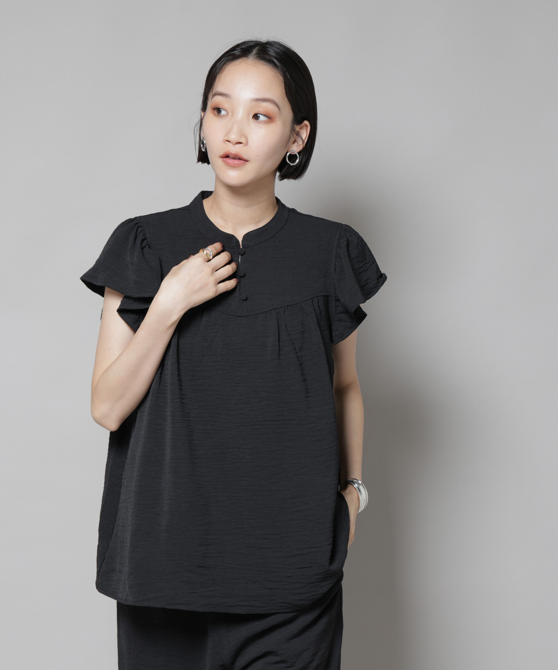 nano･universe「フリルスリーブブラウス(セットアップ可)」|シャツ・ブラウス|