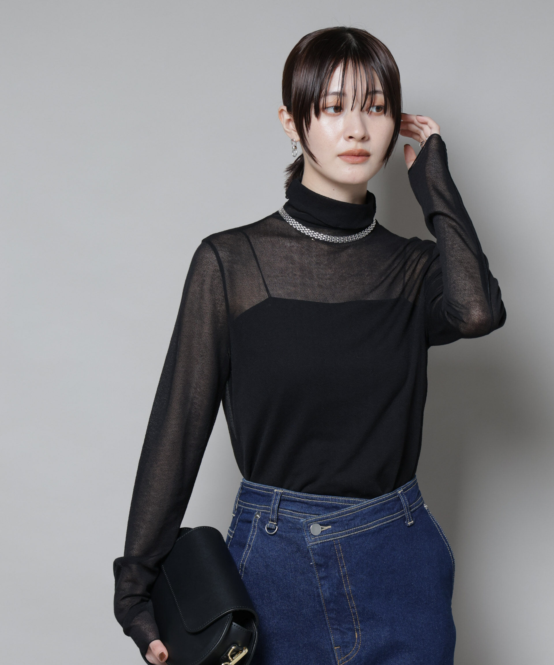 nano･universe「梨地シアータートルカットトップス」|Tシャツ・カットソー|