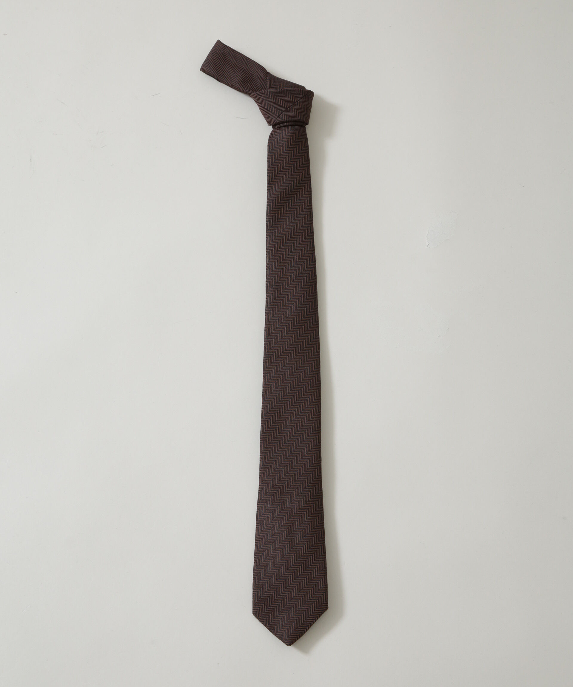 nano･universe「京都西陣ウォッシャブルヘリンボーンソリッドネクタイ」|ネクタイ・蝶ネクタイ|ブラウン
