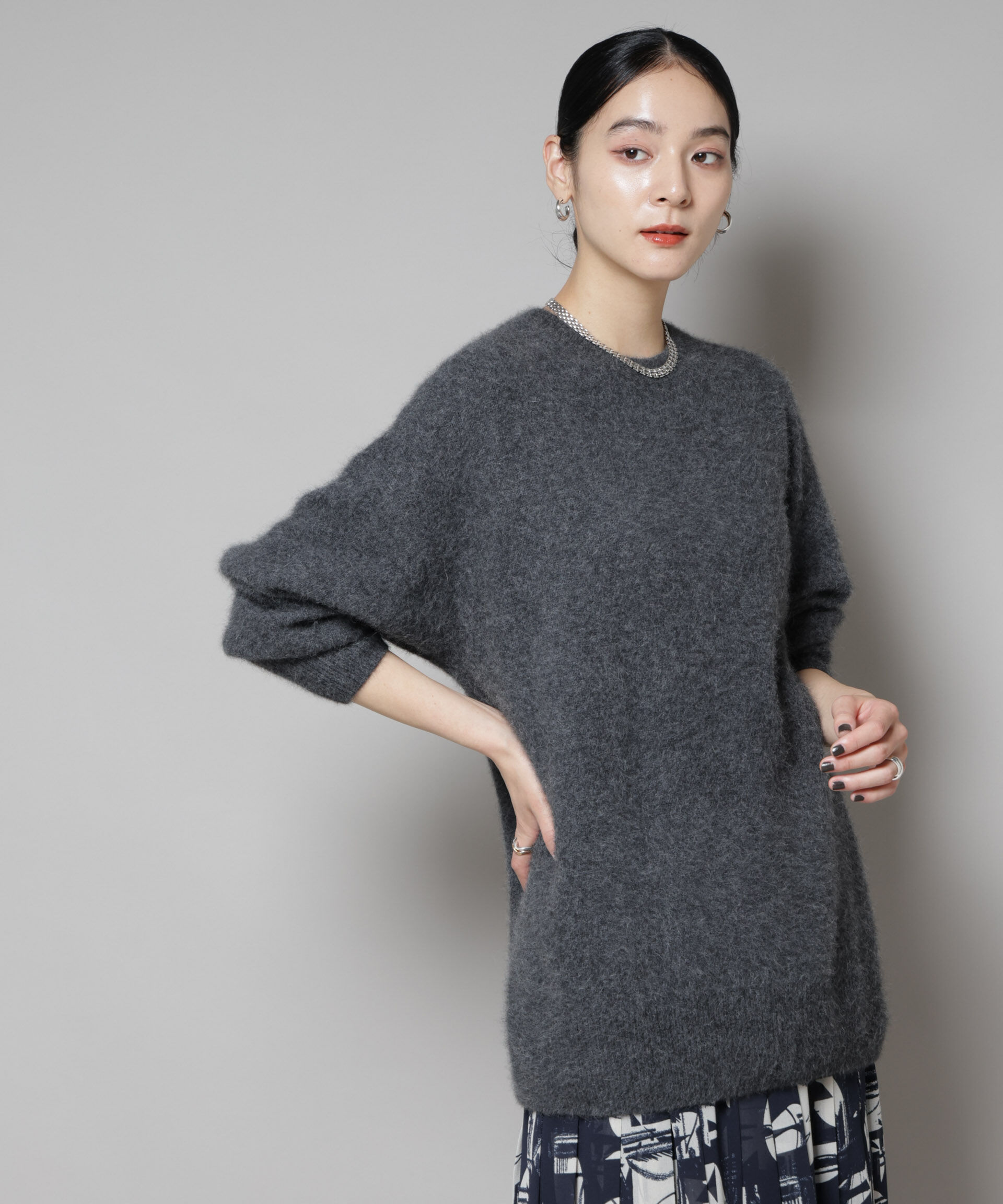 nano･universe「ウォッシャブルフォックスクルーワイドニットプルオーバー」|ニット・セーター|