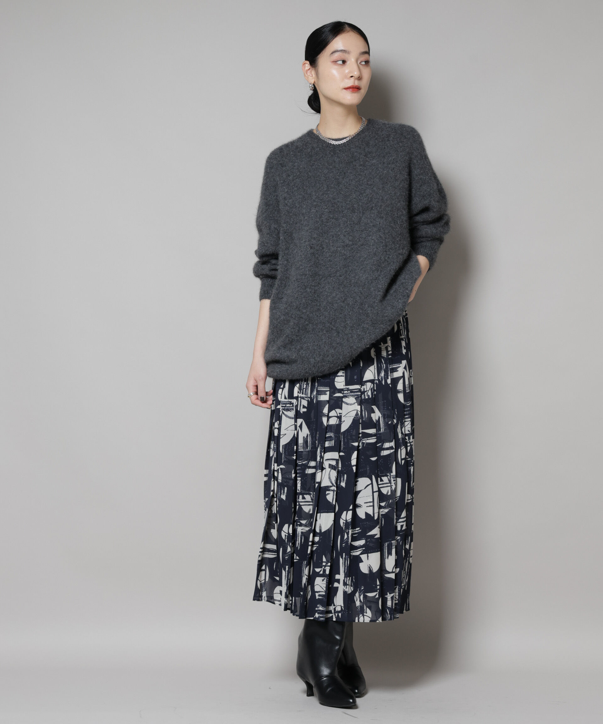 nano･universe「ウォッシャブルフォックスクルーワイドニットプルオーバー」|ニット・セーター|