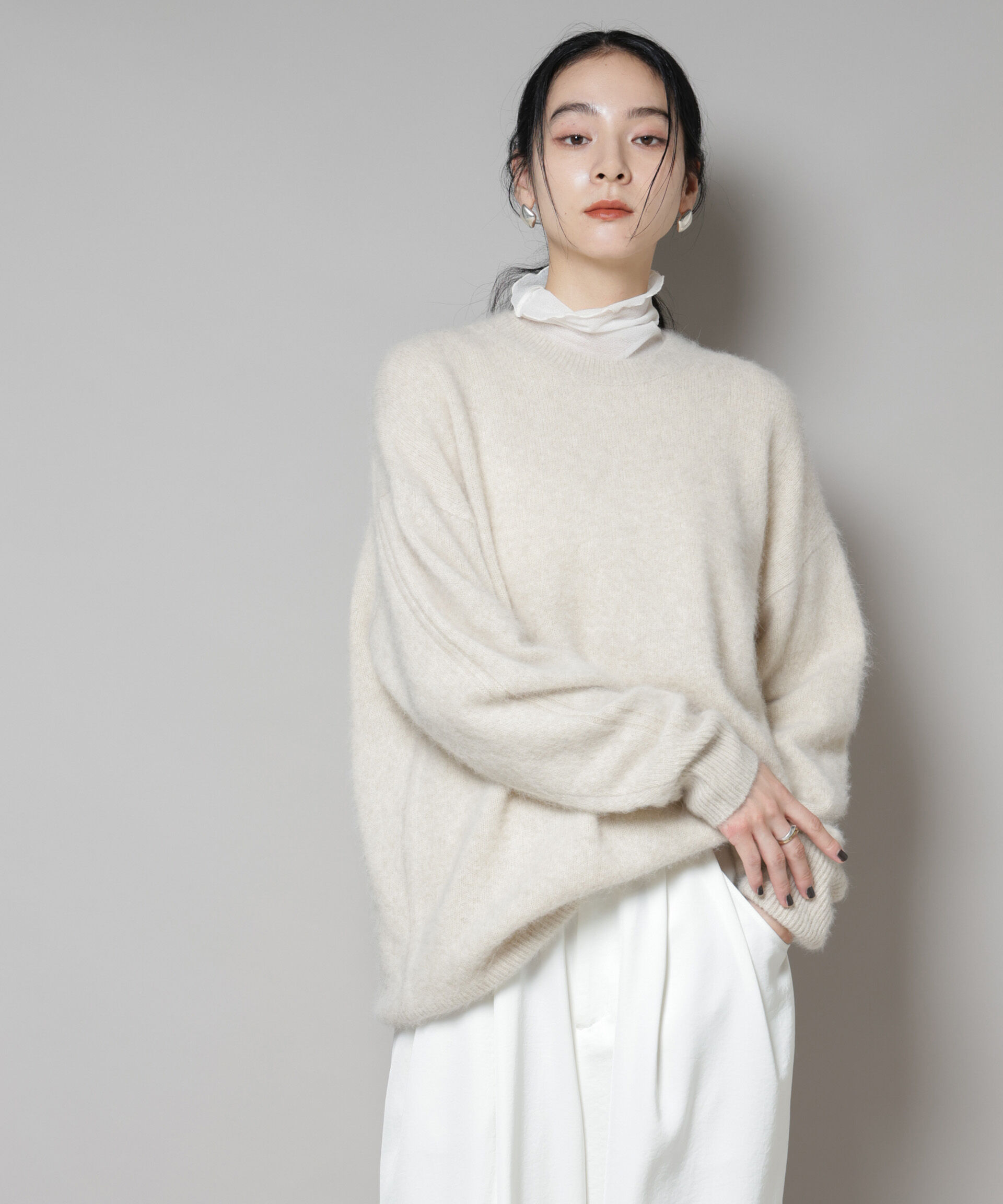 nano･universe「ウォッシャブルフォックスクルーワイドニットプルオーバー」|ニット・セーター|アイボリー7