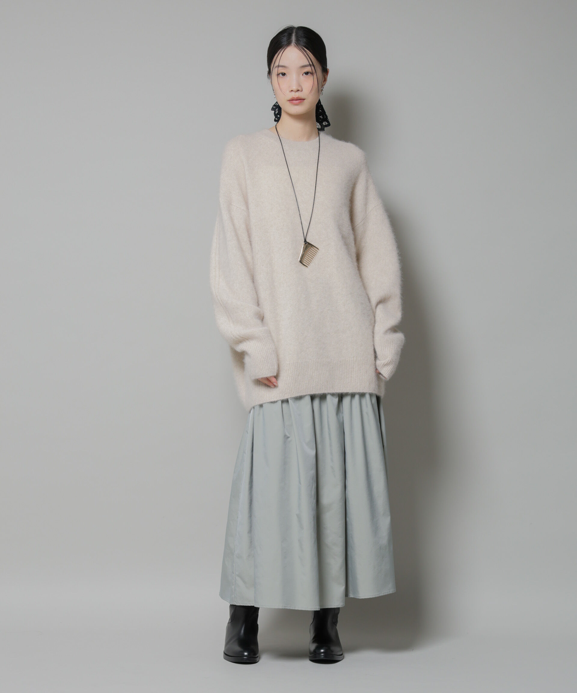 nano･universe「ウォッシャブルフォックスクルーワイドニットプルオーバー」|ニット・セーター|