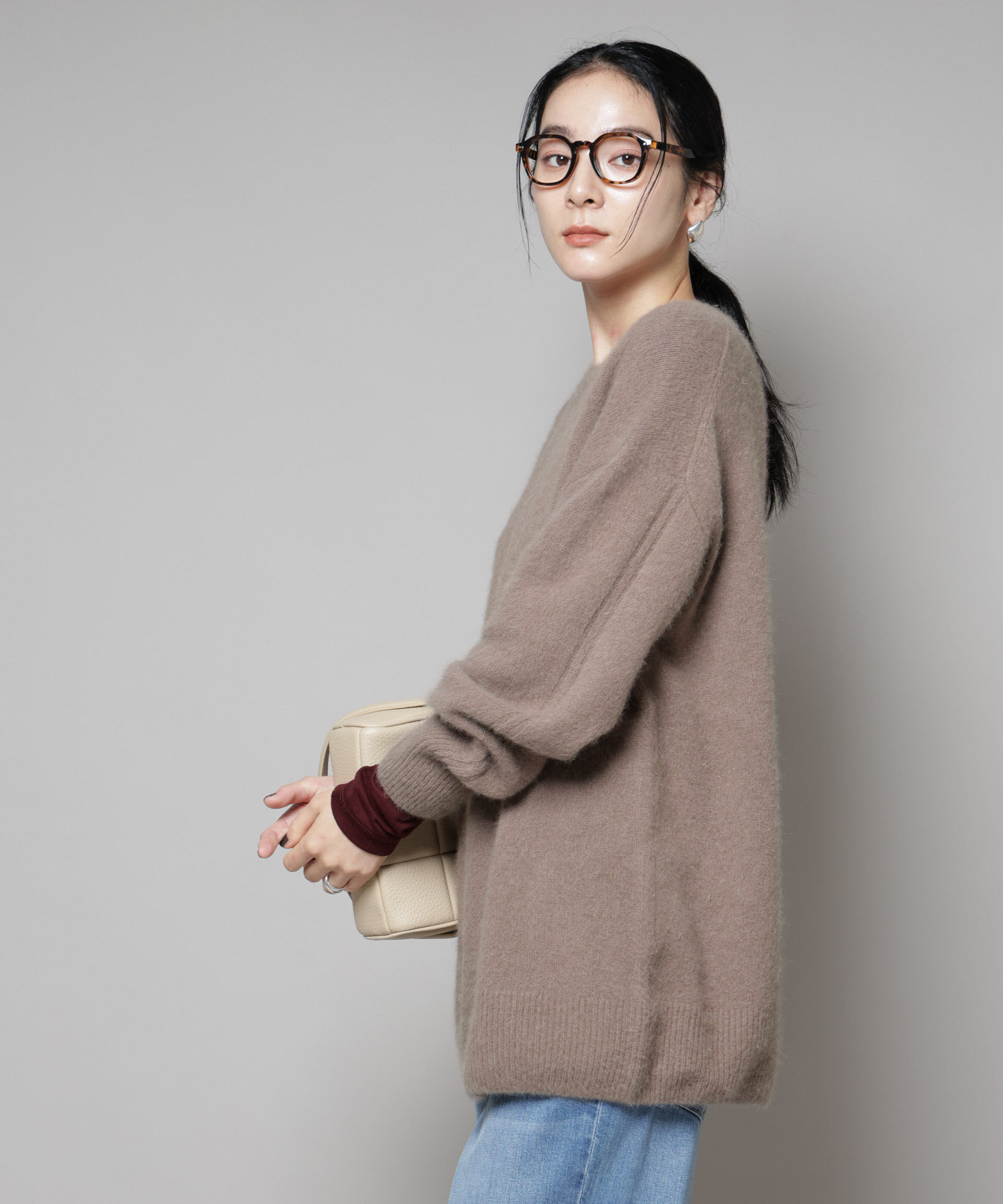 nano･universe「ウォッシャブルフォックスクルーワイドニットプルオーバー」|ニット・セーター|