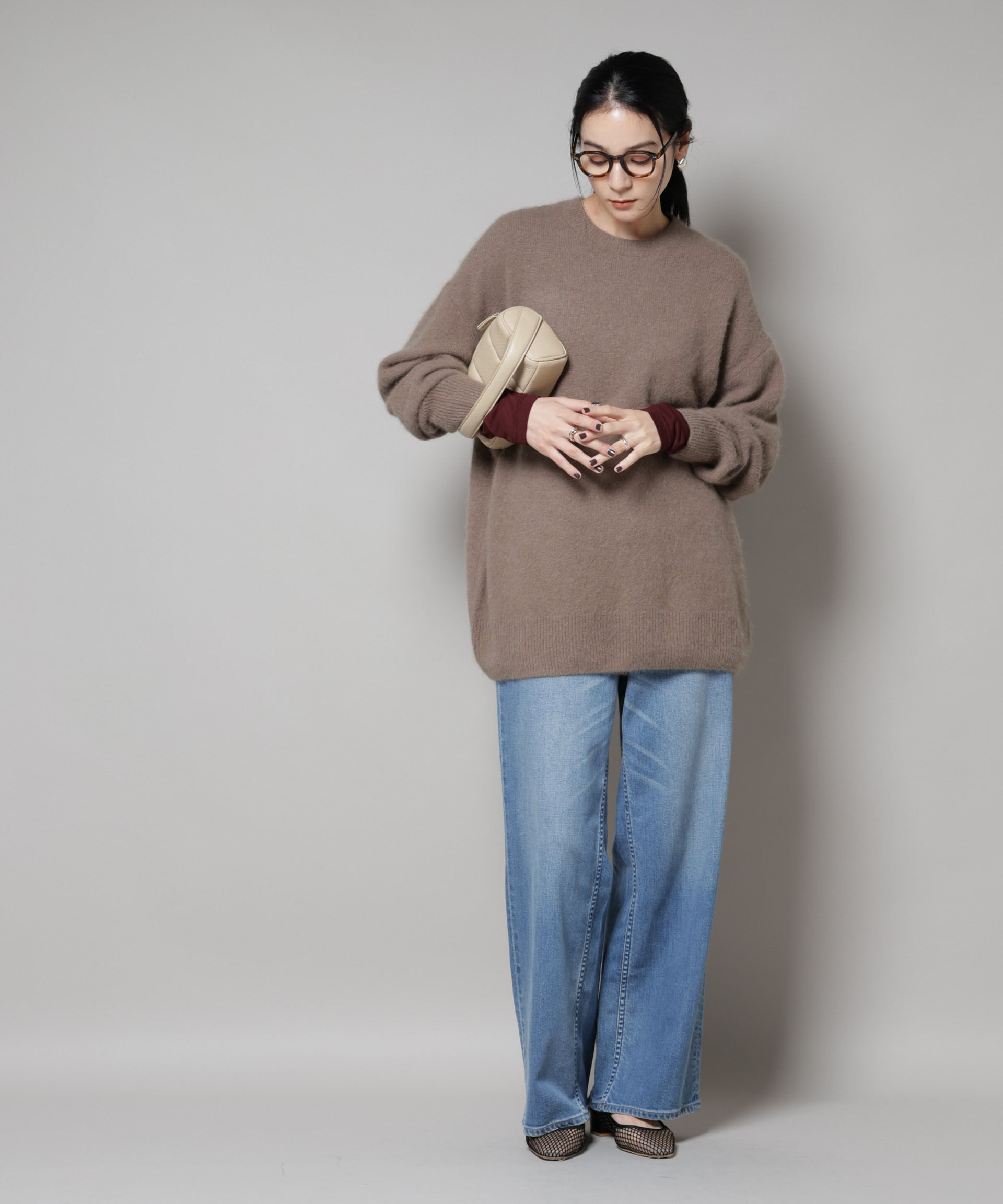 nano･universe「ウォッシャブルフォックスクルーワイドニットプルオーバー」|ニット・セーター|