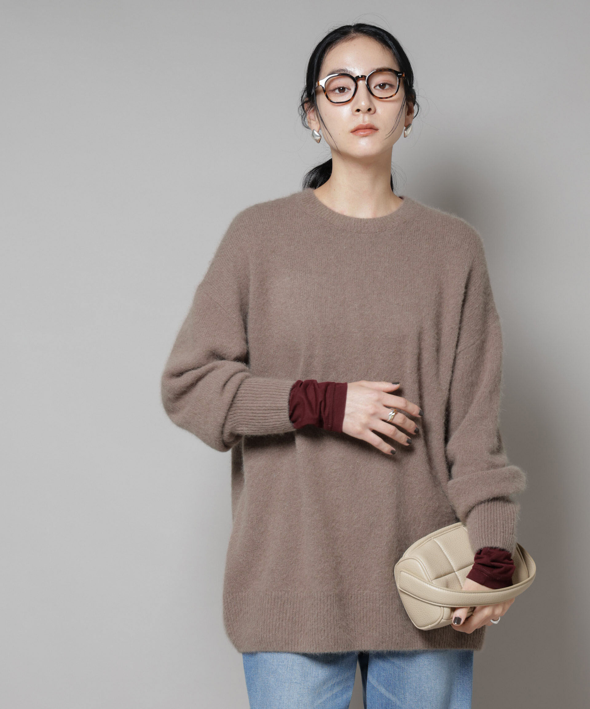 nano･universe「ウォッシャブルフォックスクルーワイドニットプルオーバー」|ニット・セーター|