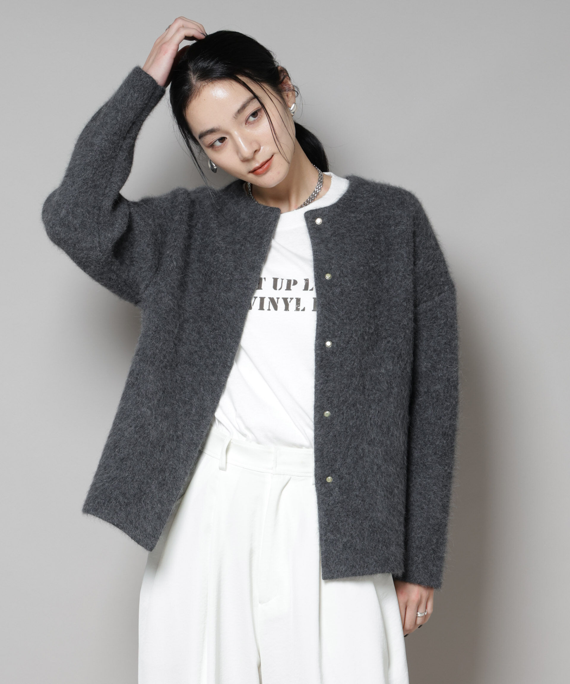 nano･universe「ウォッシャブルフォックスリバーニットジャケット」|ニット・セーター|