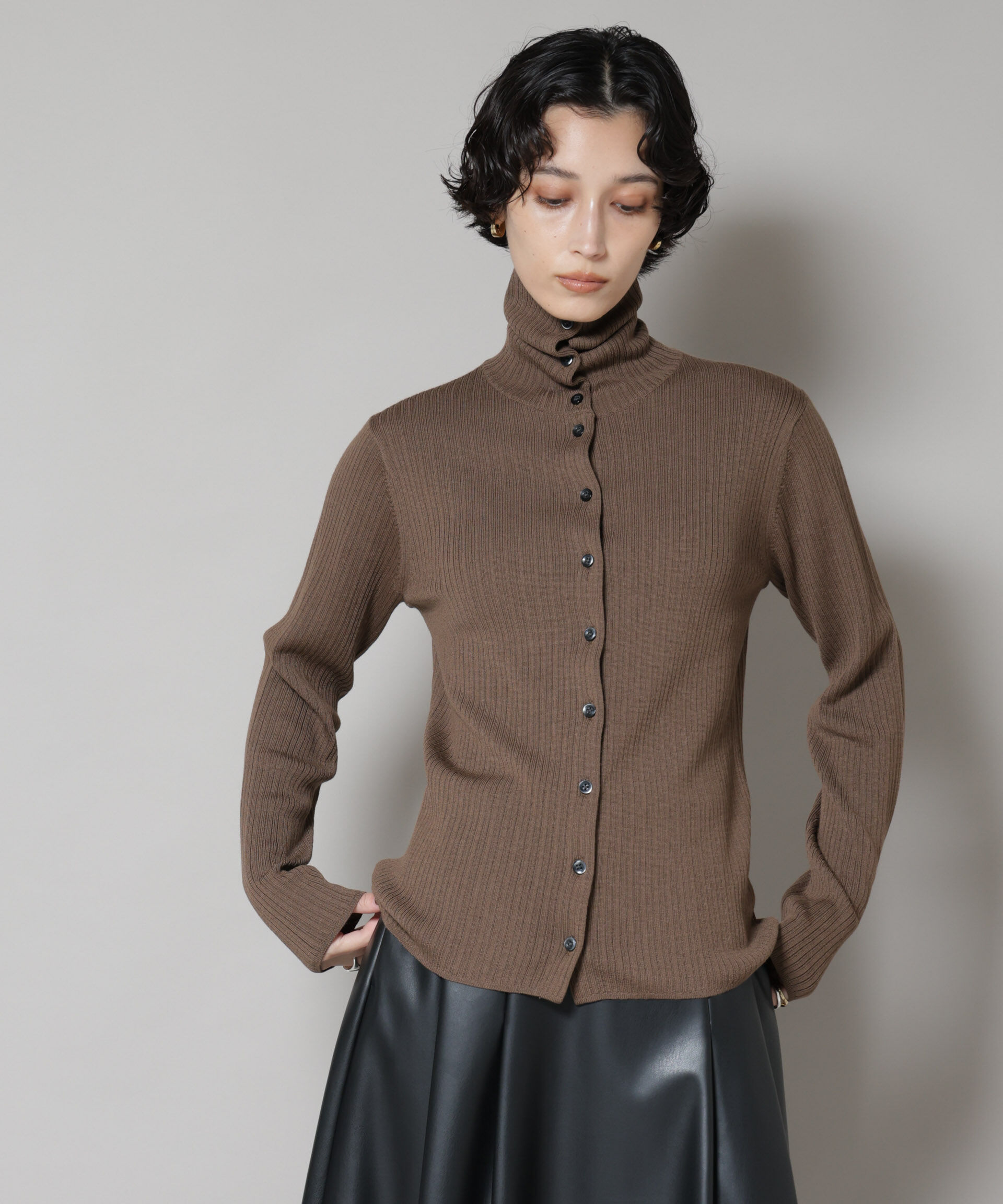 nano･universe「毛玉レスニット3wayリブタートルトップス」|ニット・セーター|