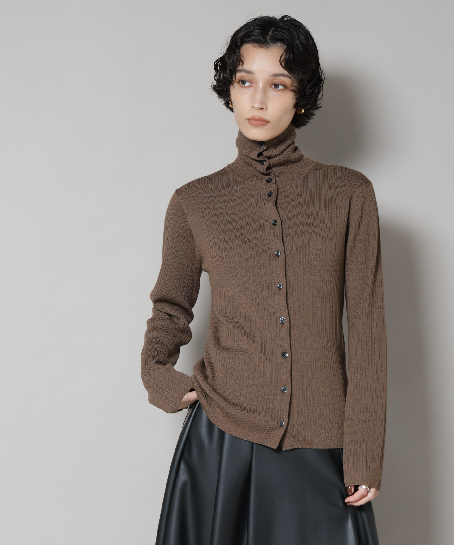 nano･universe「毛玉レスニット3wayリブタートルトップス」|ニット・セーター|