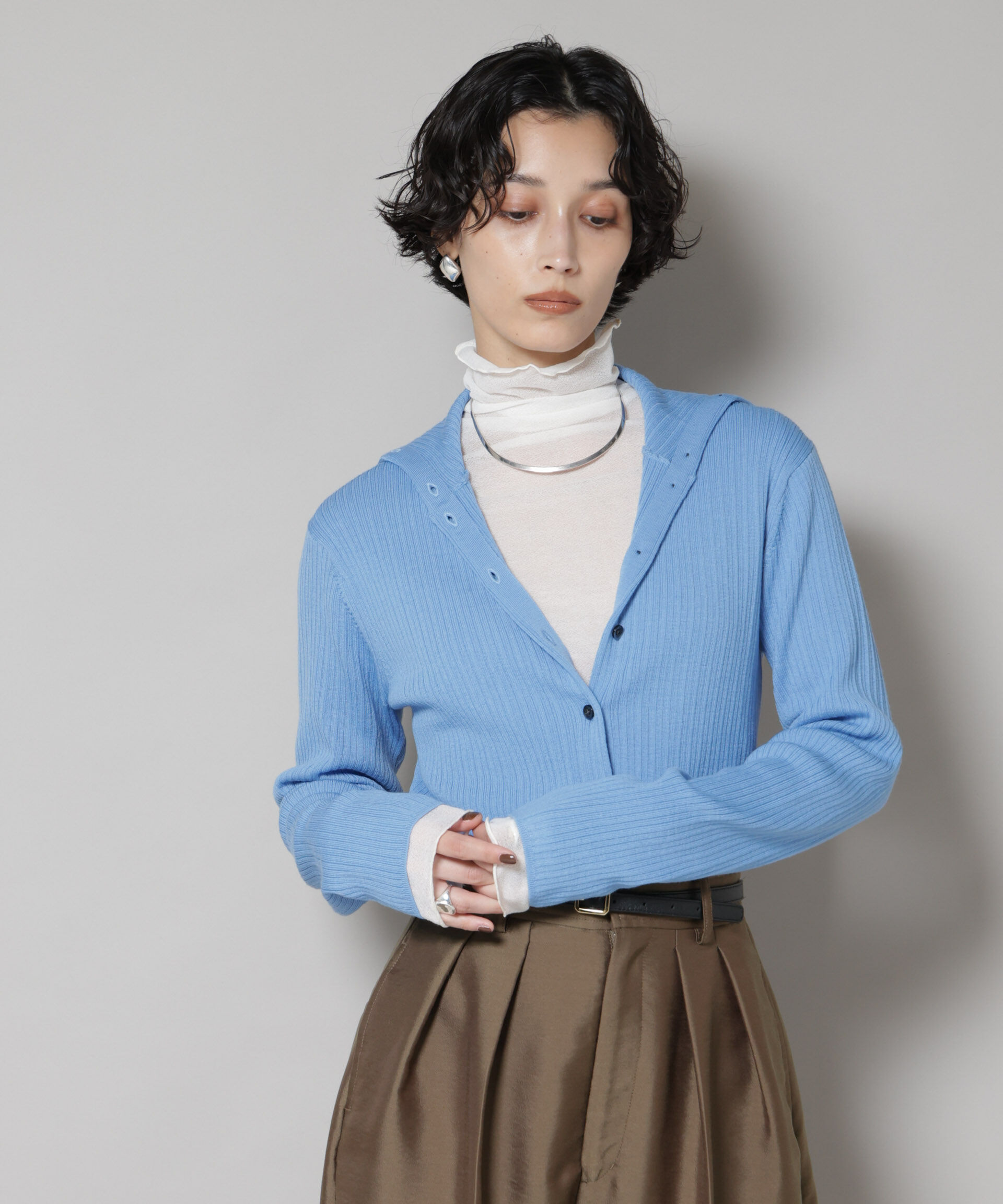 nano･universe「毛玉レスニット3wayリブタートルトップス」|ニット・セーター|L.ブルー1