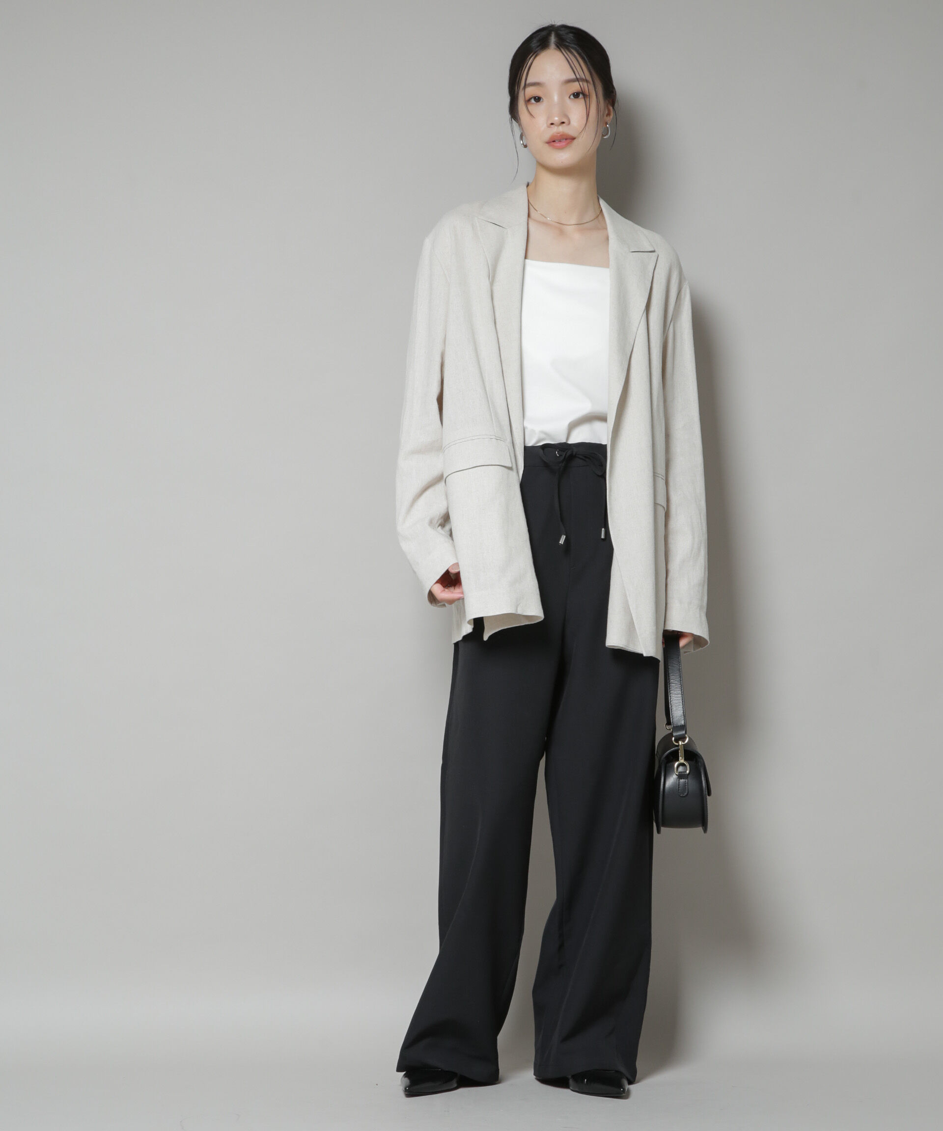 nano･universe「ウェストドロストワイドストレートパンツ」|チノ|