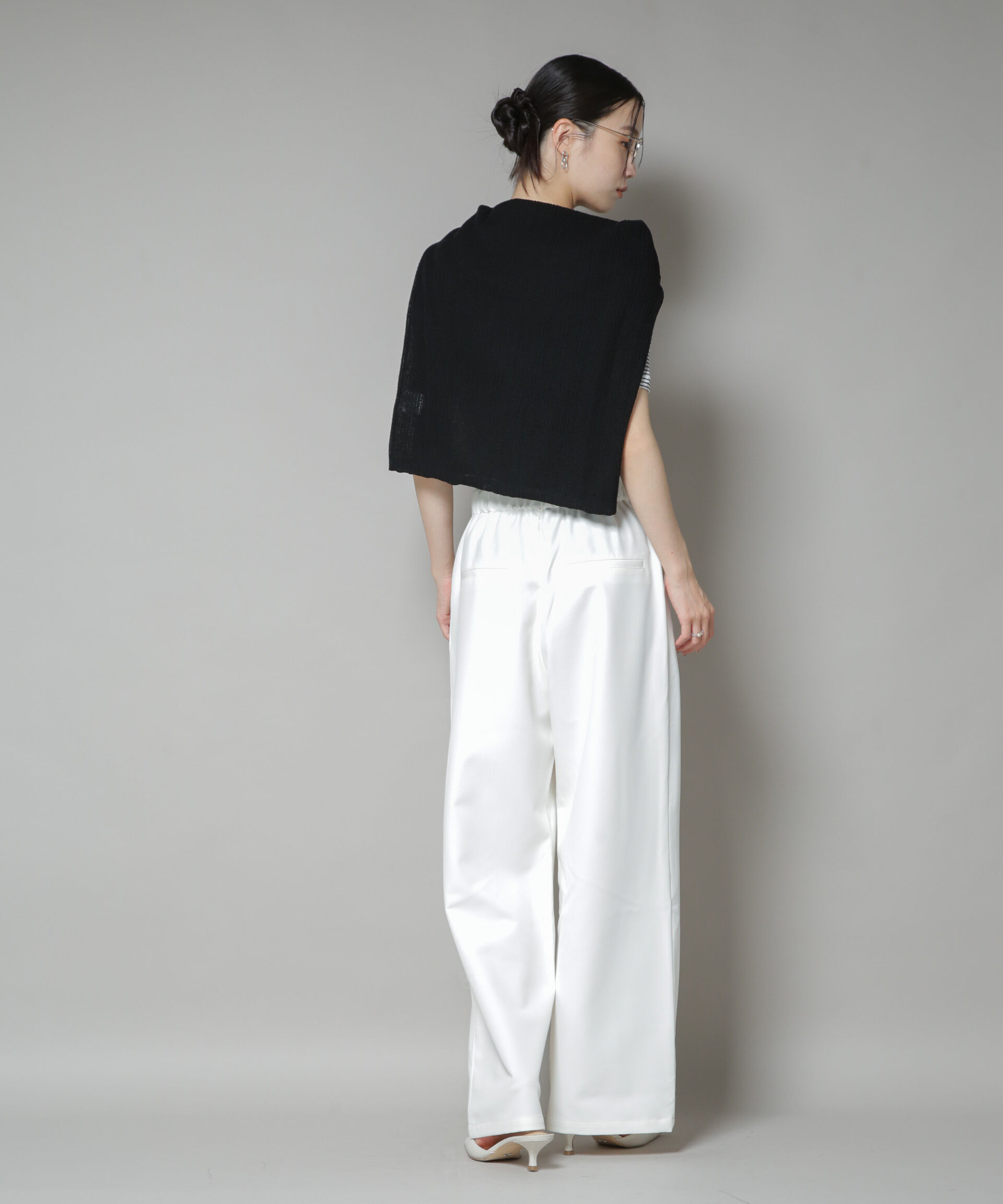 nano･universe「ウェストドロストワイドストレートパンツ」|チノ|