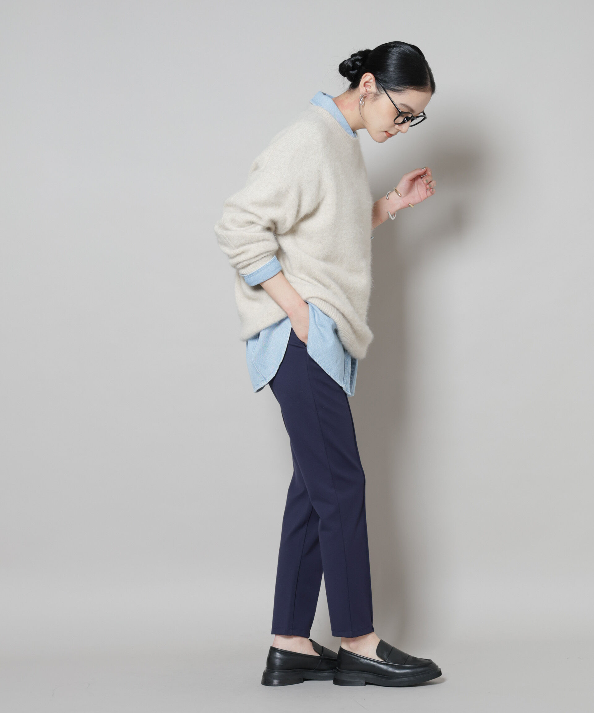 nano･universe「ピンタックポンチスリムパンツ」|チノ|