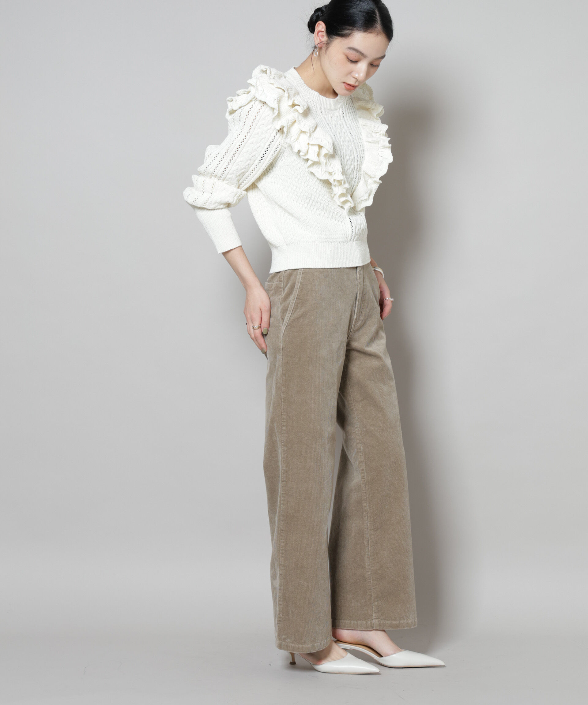 nano･universe「コーデュロイワイドパンツ」|チノ|