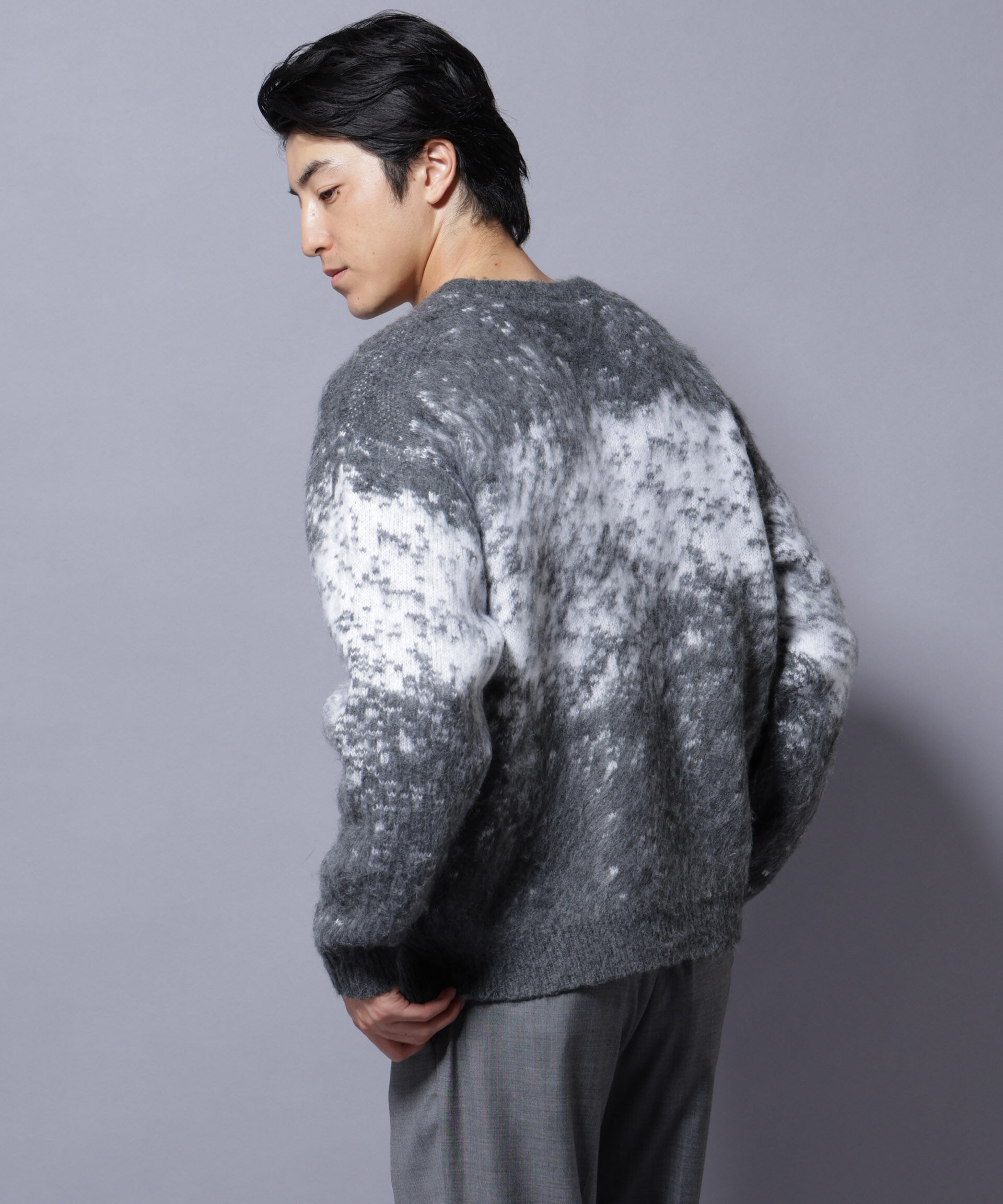 nano･universe「アート柄クルーネックニット1 シックカラー」|ニット・セーター|