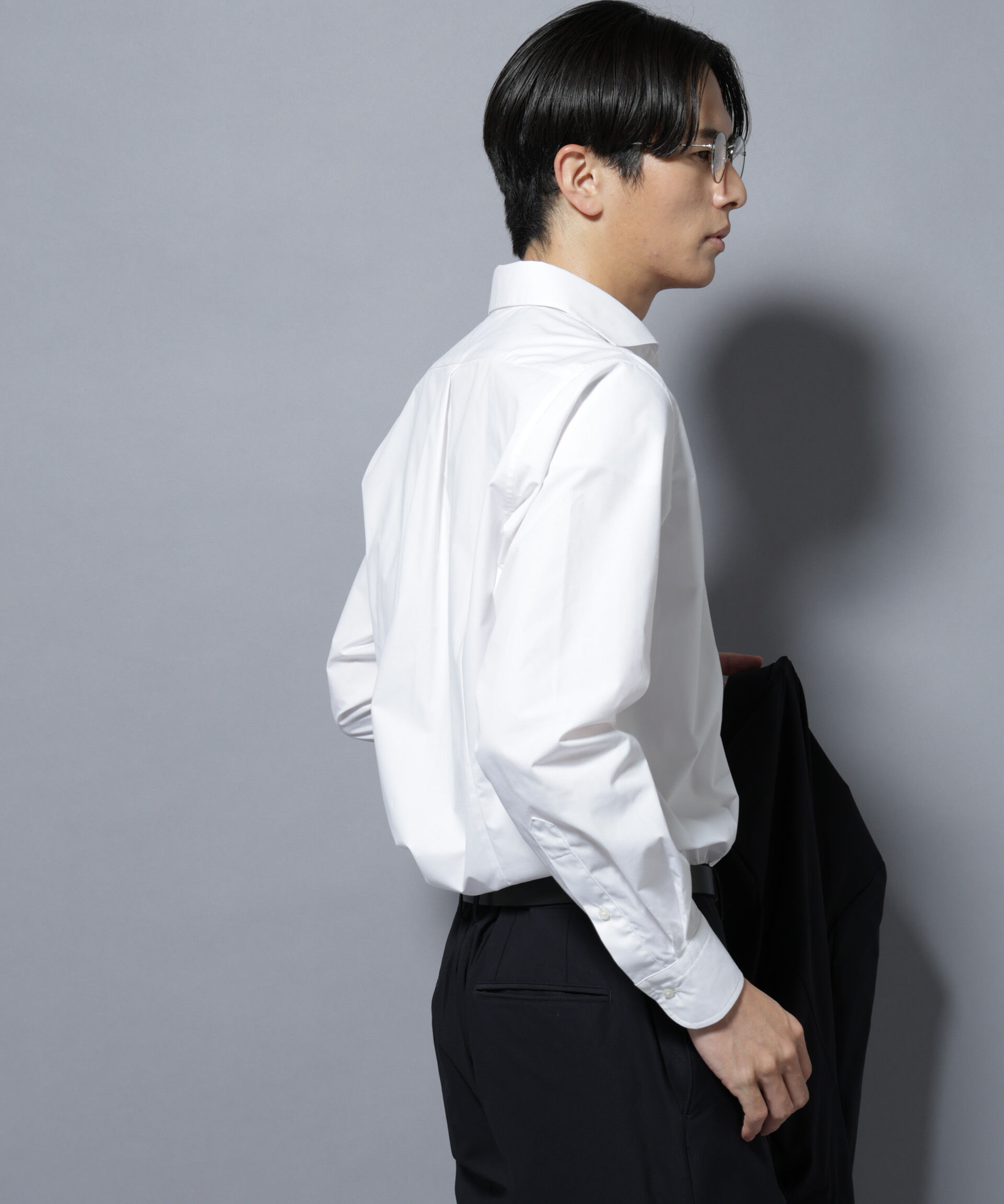 nano･universe「「N shirt」Anti Soaked(R)汗染み防止ホリゾンタルカラーシャツ長袖」|シャツ・ブラウス|