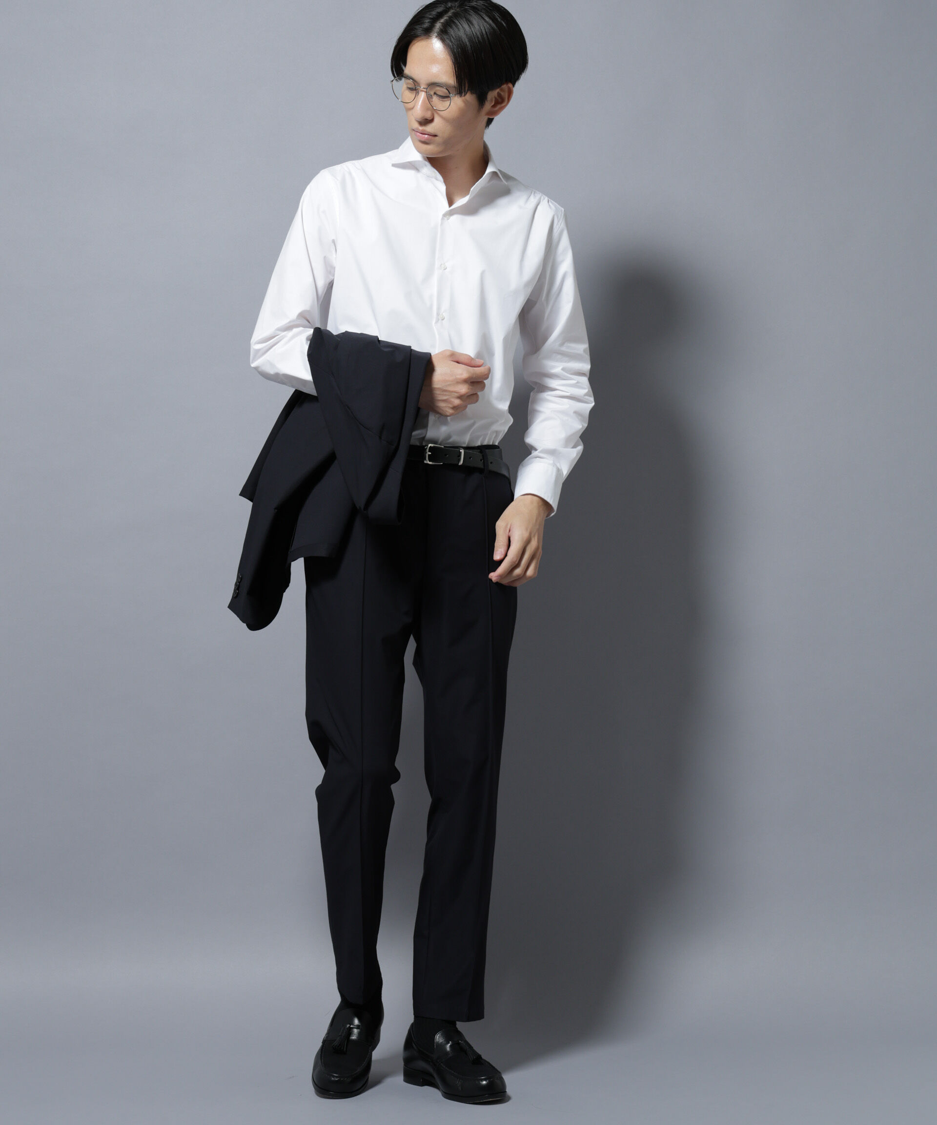 nano･universe「「N shirt」Anti Soaked(R)汗染み防止ホリゾンタルカラーシャツ長袖」|シャツ・ブラウス|