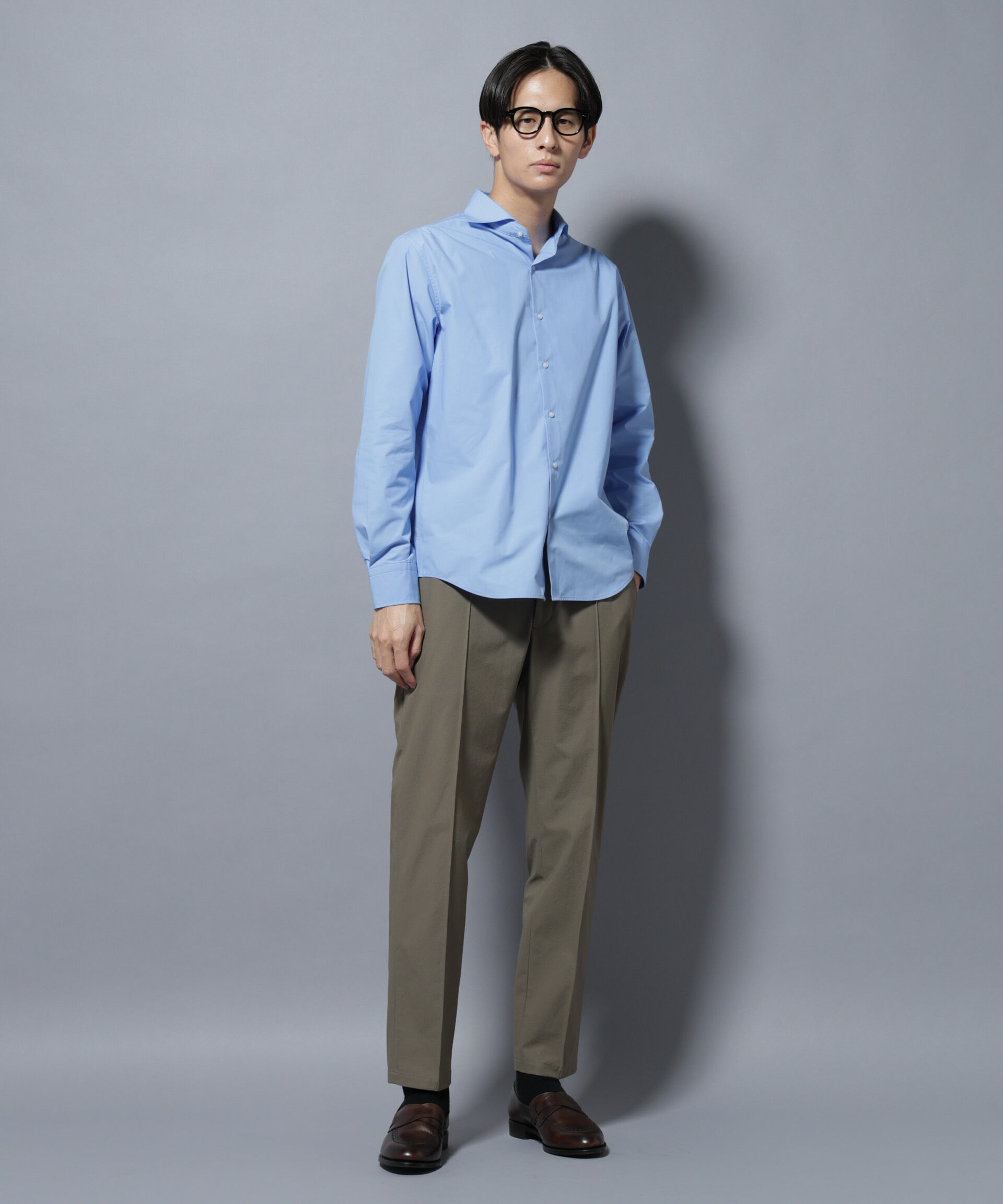 nano･universe「「N shirt」Anti Soaked(R)汗染み防止ホリゾンタルカラーシャツ長袖」|シャツ・ブラウス|