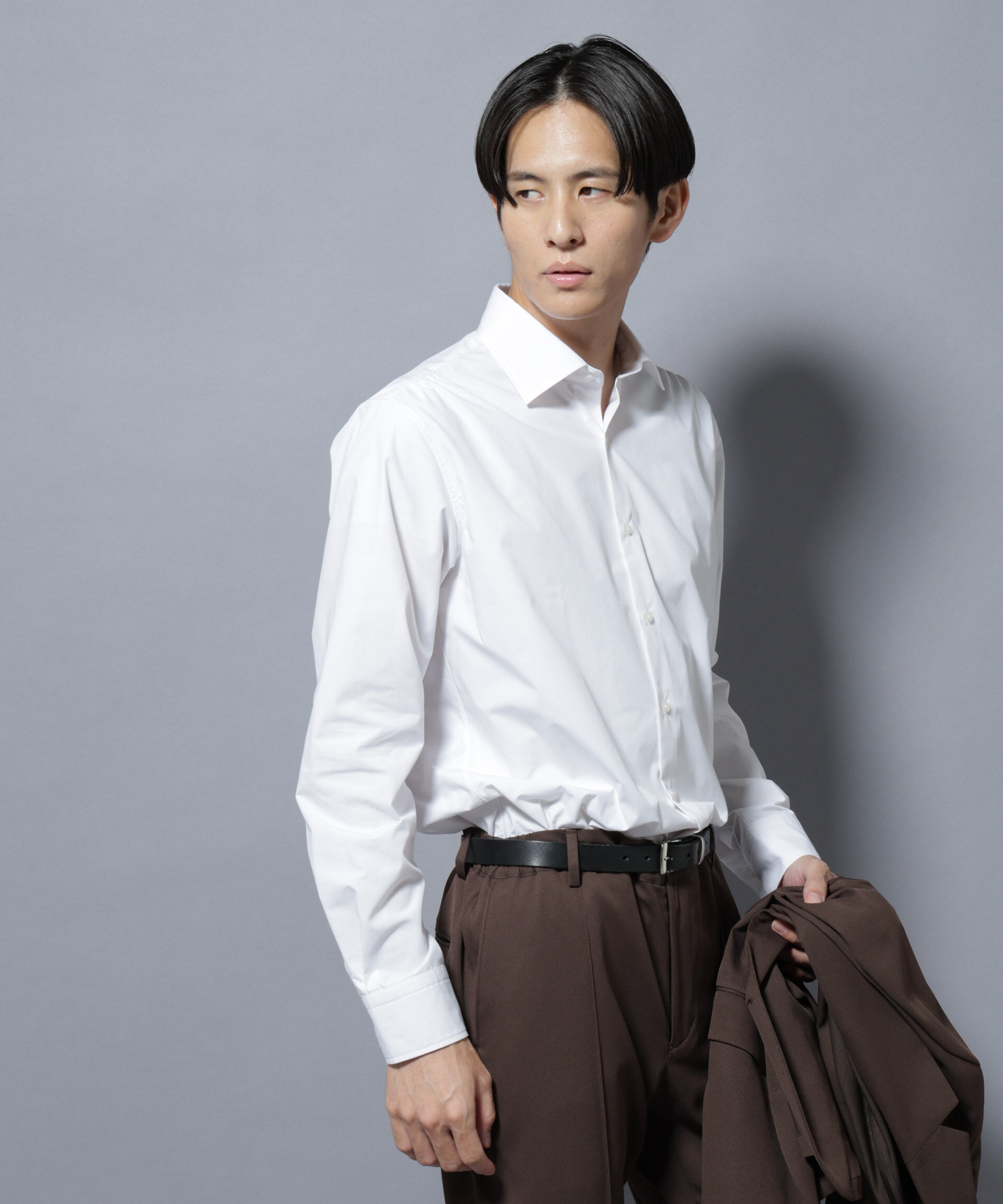 nano･universe「「N shirt」Anti Soaked(R)汗染み防止セミワイドカラーシャツ長袖」|シャツ・ブラウス|ホワイト