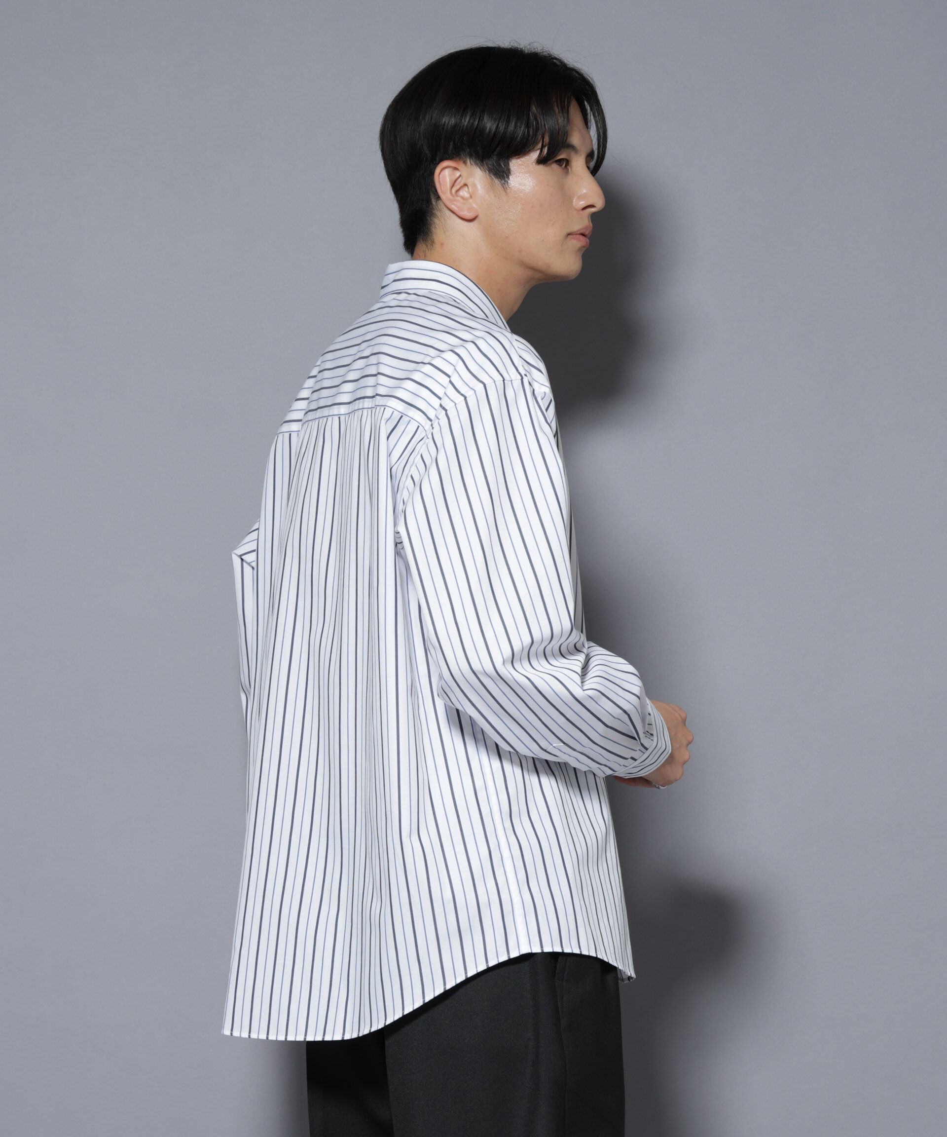 nano･universe「「大人のワイドシャツ」レギュラーカラー ストライプ長袖」|シャツ・ブラウス|