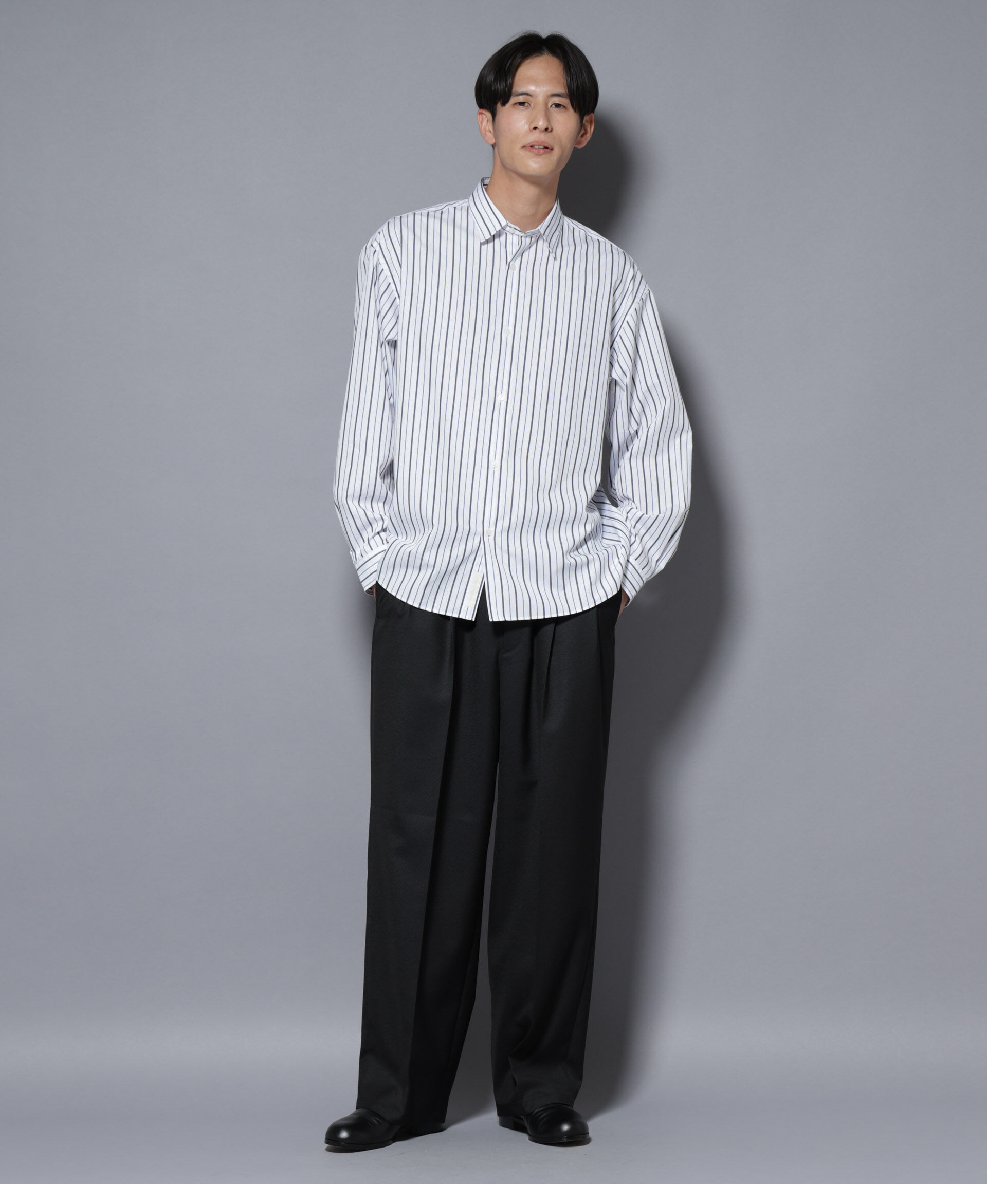 nano･universe「「大人のワイドシャツ」レギュラーカラー ストライプ長袖」|シャツ・ブラウス|