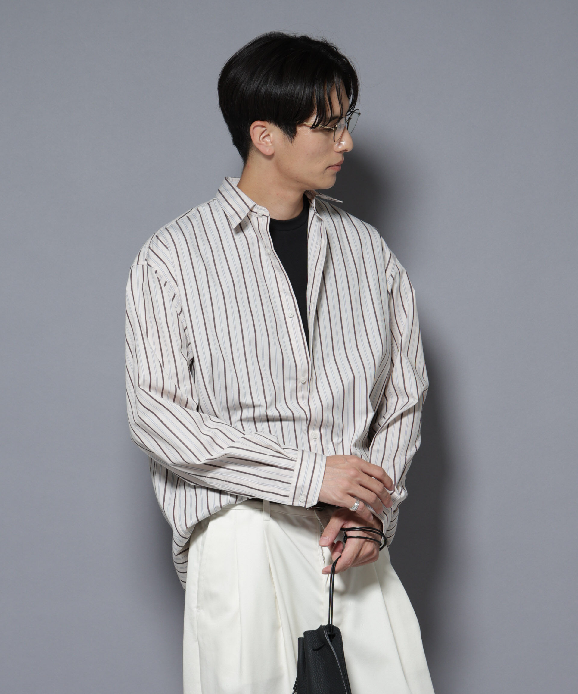 nano･universe「「大人のワイドシャツ」レギュラーカラー ストライプ長袖」|シャツ・ブラウス|