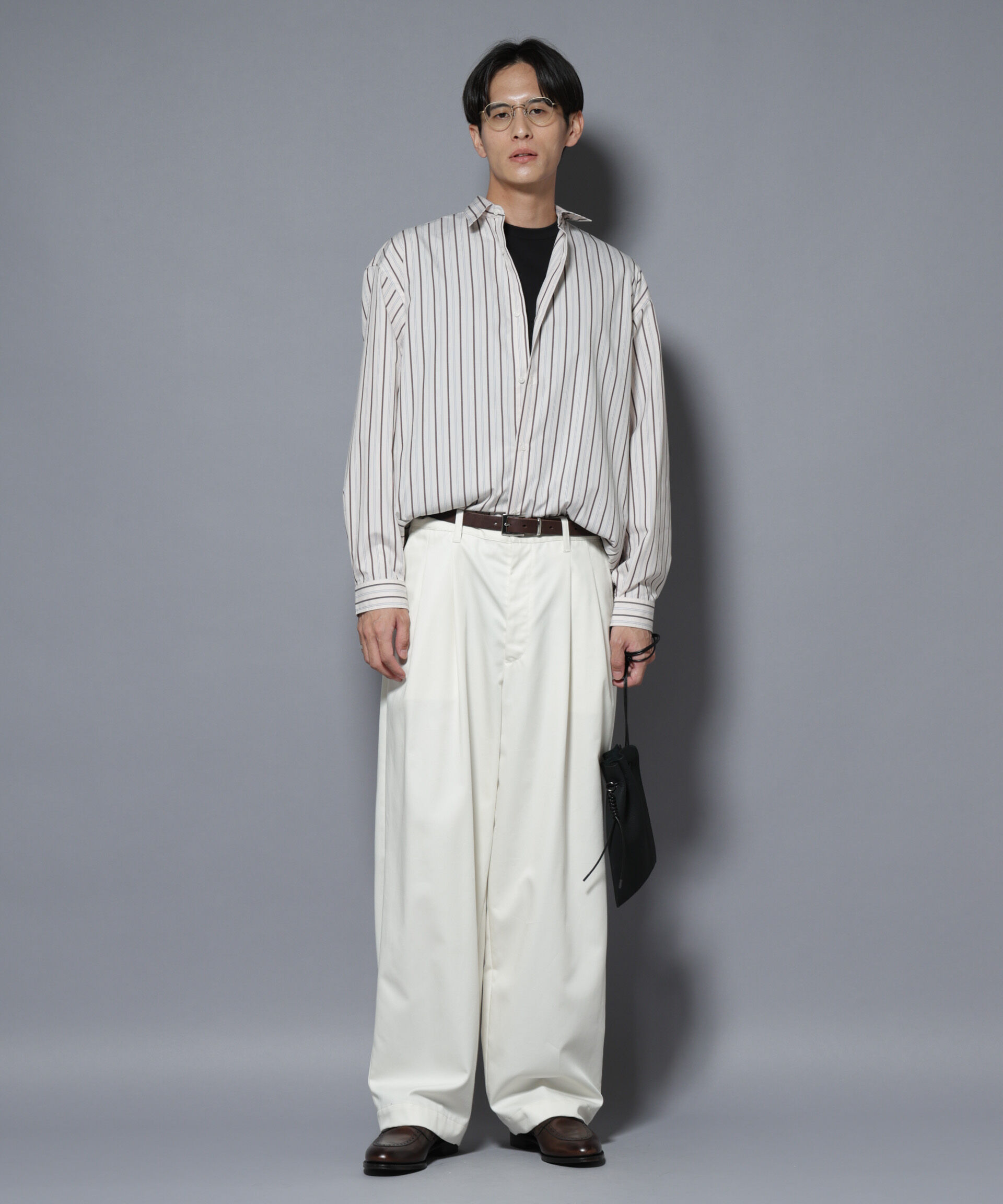 nano･universe「「大人のワイドシャツ」レギュラーカラー ストライプ長袖」|シャツ・ブラウス|