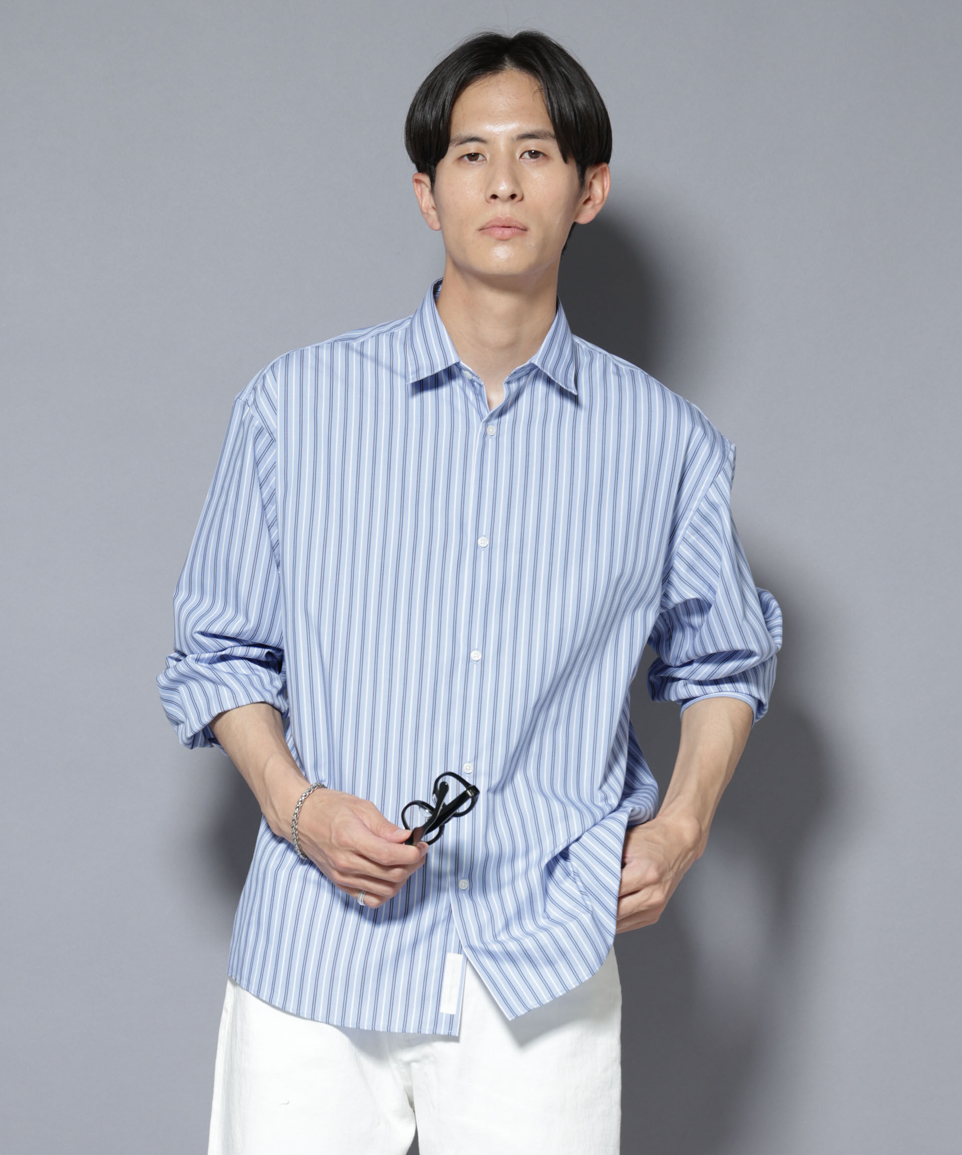 nano･universe「「大人のワイドシャツ」レギュラーカラー ストライプ長袖」|シャツ・ブラウス|