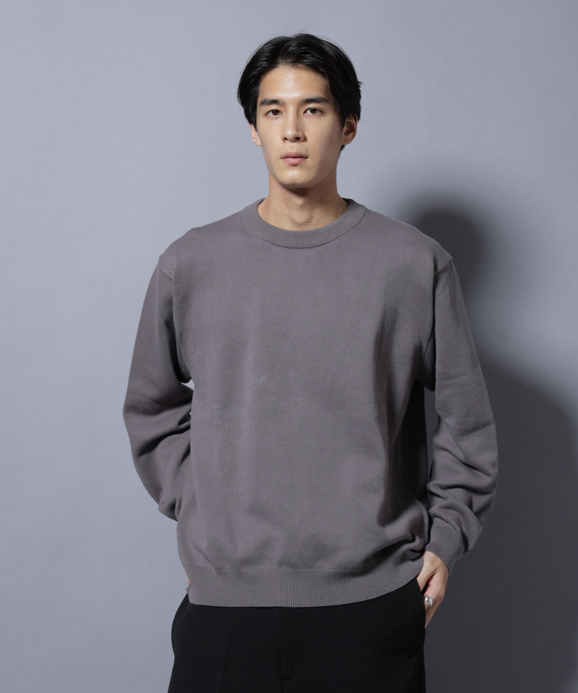 nano･universe「｢大人のｽｳｪｯﾄ｣ｺｯﾄﾝｽｳｪｯﾄﾗｲｸﾆｯﾄ ｴﾙﾎﾞｰﾊﾟｯ」|ニット・セーター|