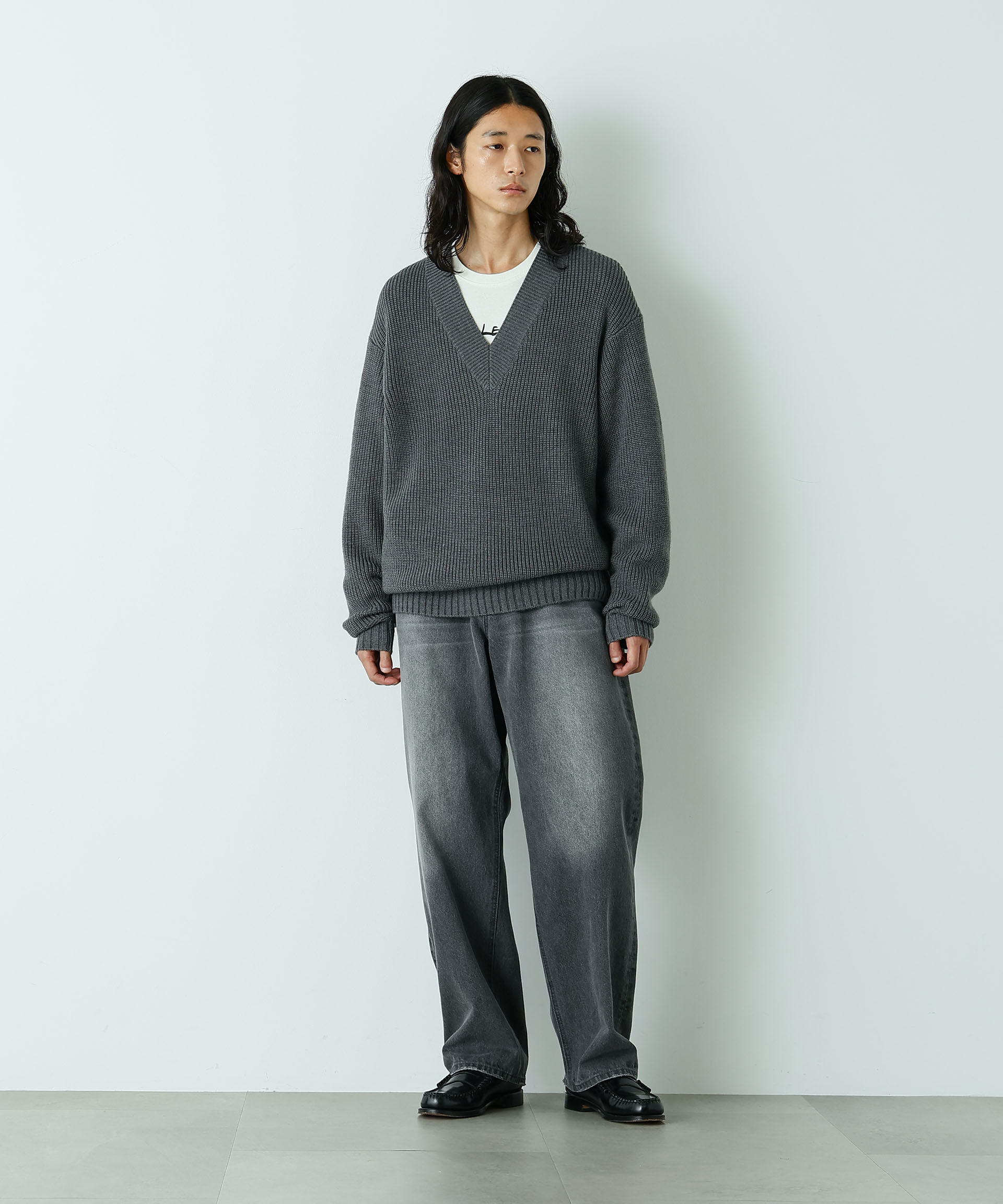 nano･universe「｢HOTEL PALACE｣ フェードデニム ルーズシルエットパンツ」|チノ|